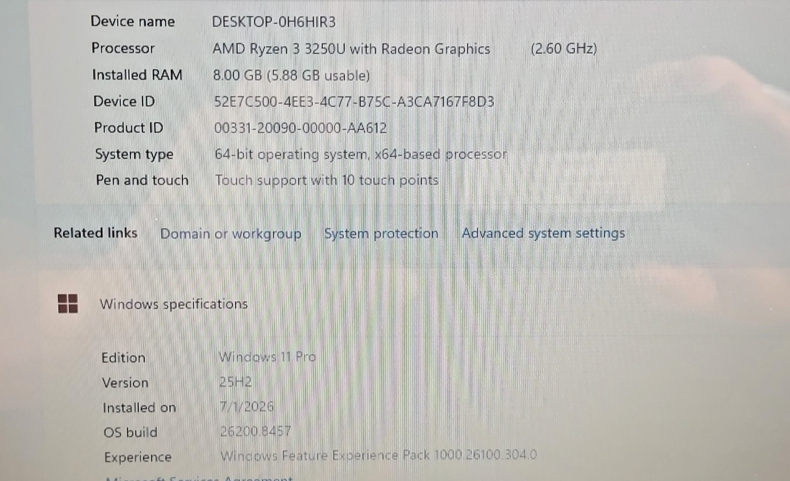 HP Laptop 14-FQ0051NR 14″ AMD Ryzen 3 3250U 2.6GHz 8GB RAM 128GB SSD