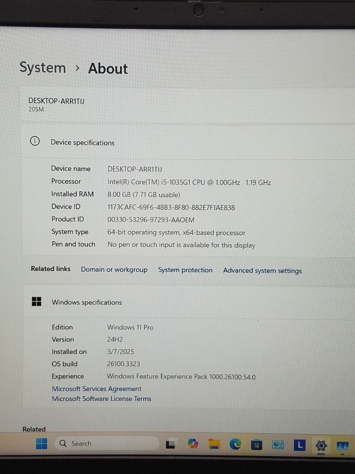 Lenovo ThinkBook 15-IIL Core i5-1035G1 @ 1.0GHz 8GB RAM 256GB SSD Windows 11 Pro