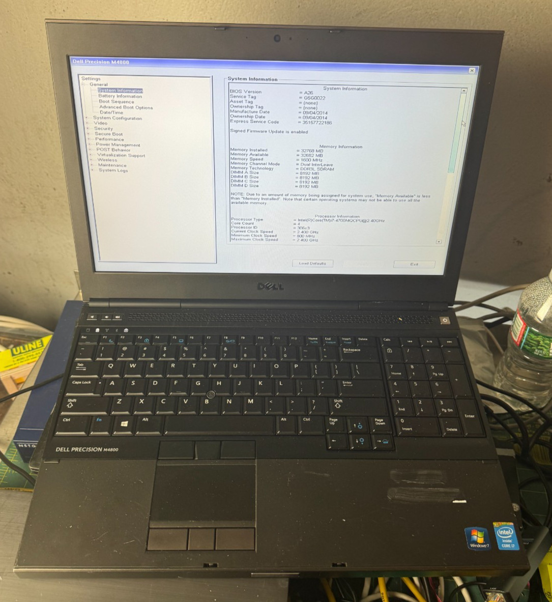 Dell Precision M4800 Core i7-4700MQ, 32GB RAM, 15.6″ Laptop *READ #5091