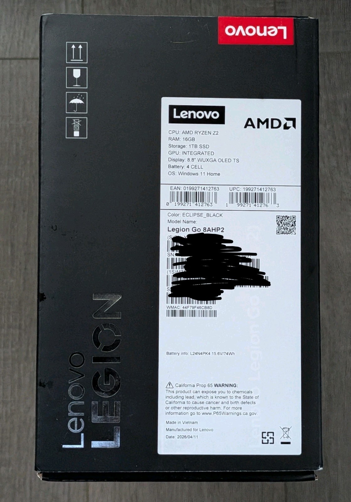 Lenovo Legion Go 2 8AHP2 AMD Ryzen Z2 (non-extreme) 16GB RAM 1TB SSD Radeon 780M