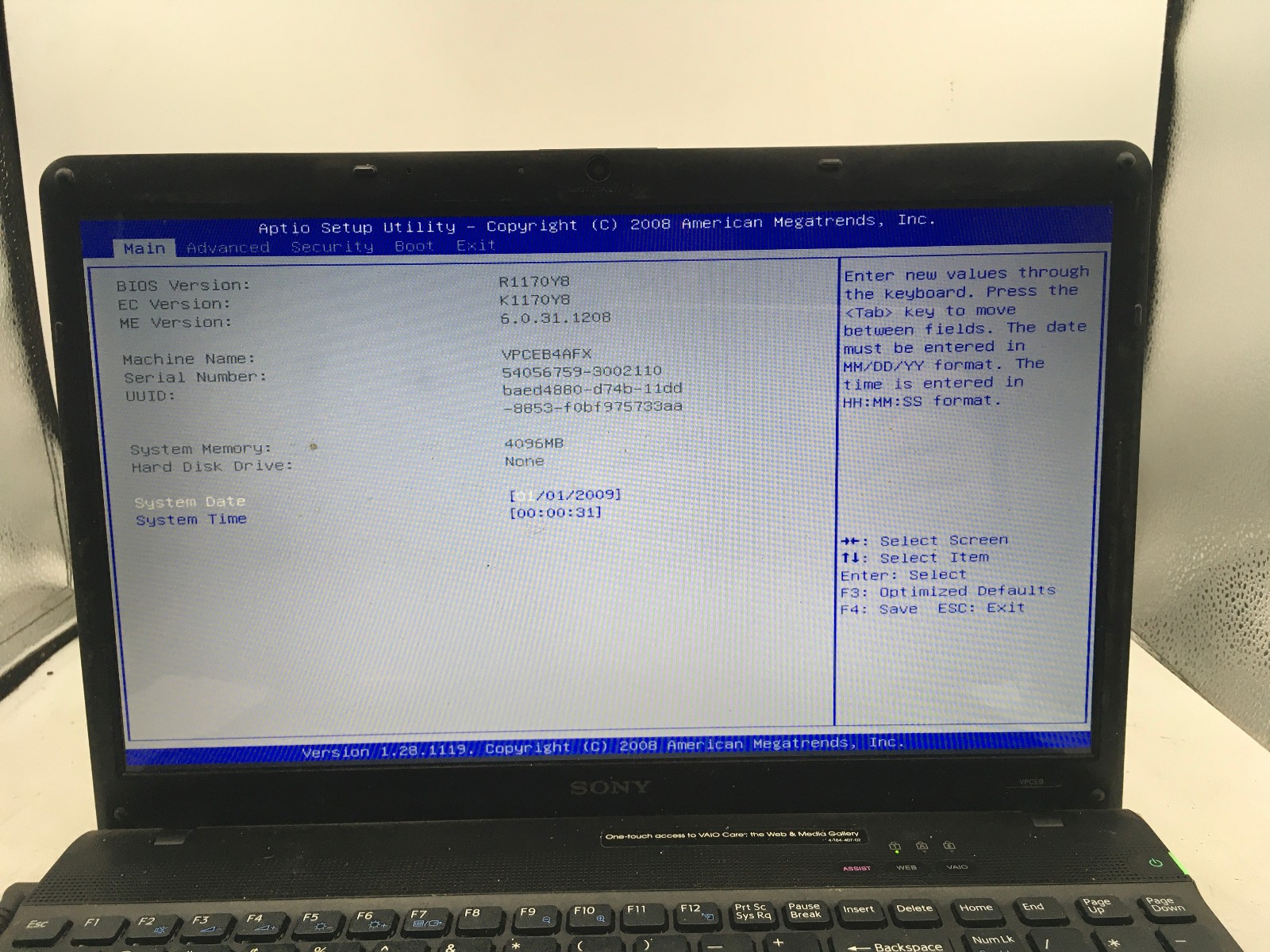 SONY VAIO PCG 71315L – BOOTS TO BIOS – INTEL I3 1ST GEN – 4GB RAM – 15″ -READ-BB