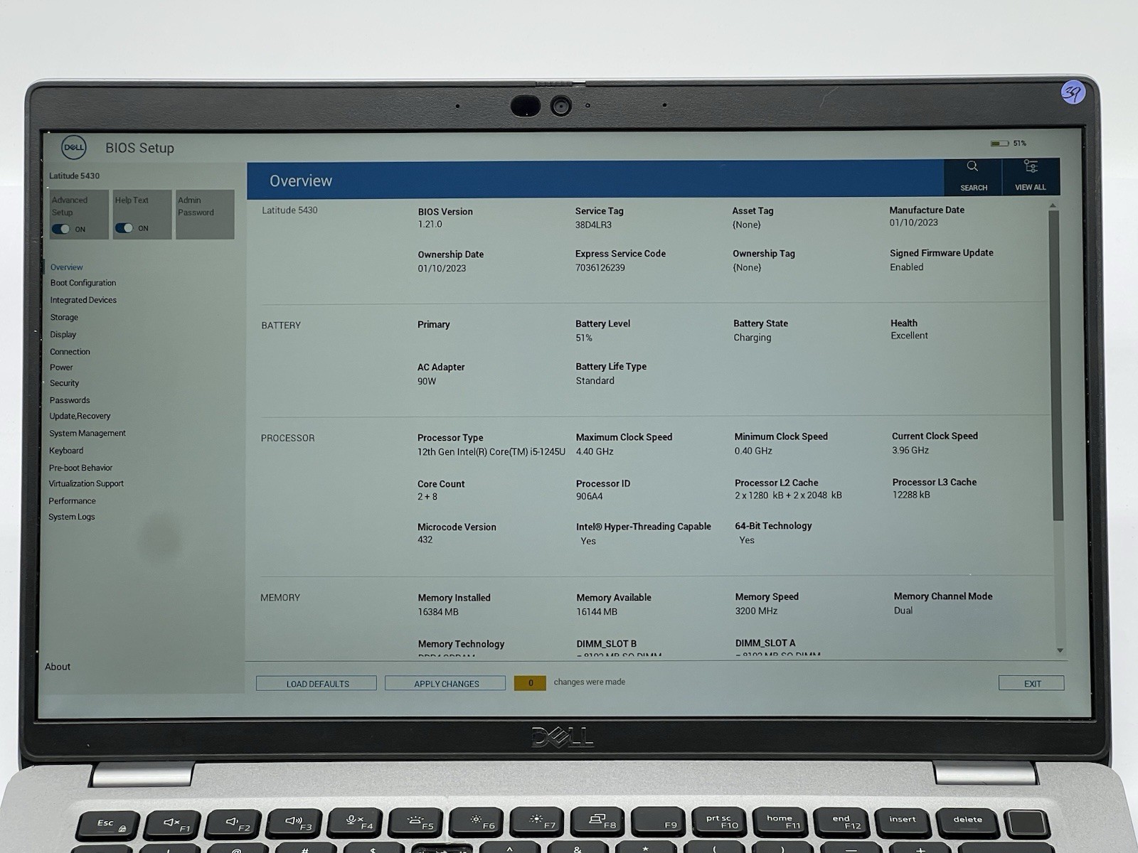 Dell Latitude 5430, i5-1245U, 3.9GHz, 16GB RAM, 256GB NVMe-No OS/Charger