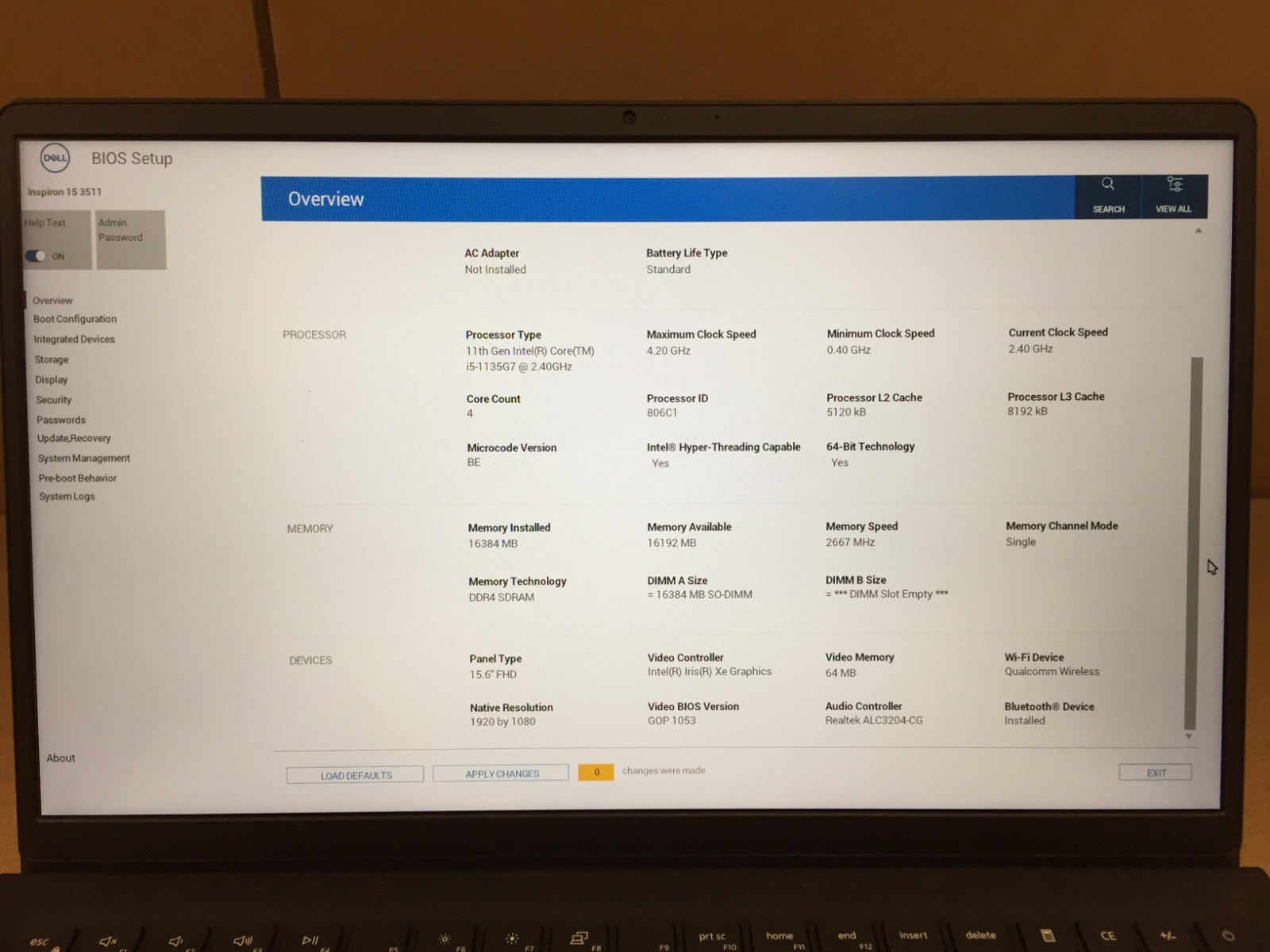 Dell Inspiron 3511 15.6″ FHD TOUCH i5-1135G7 2.40GHz 16GB 256GB SSD w/AC