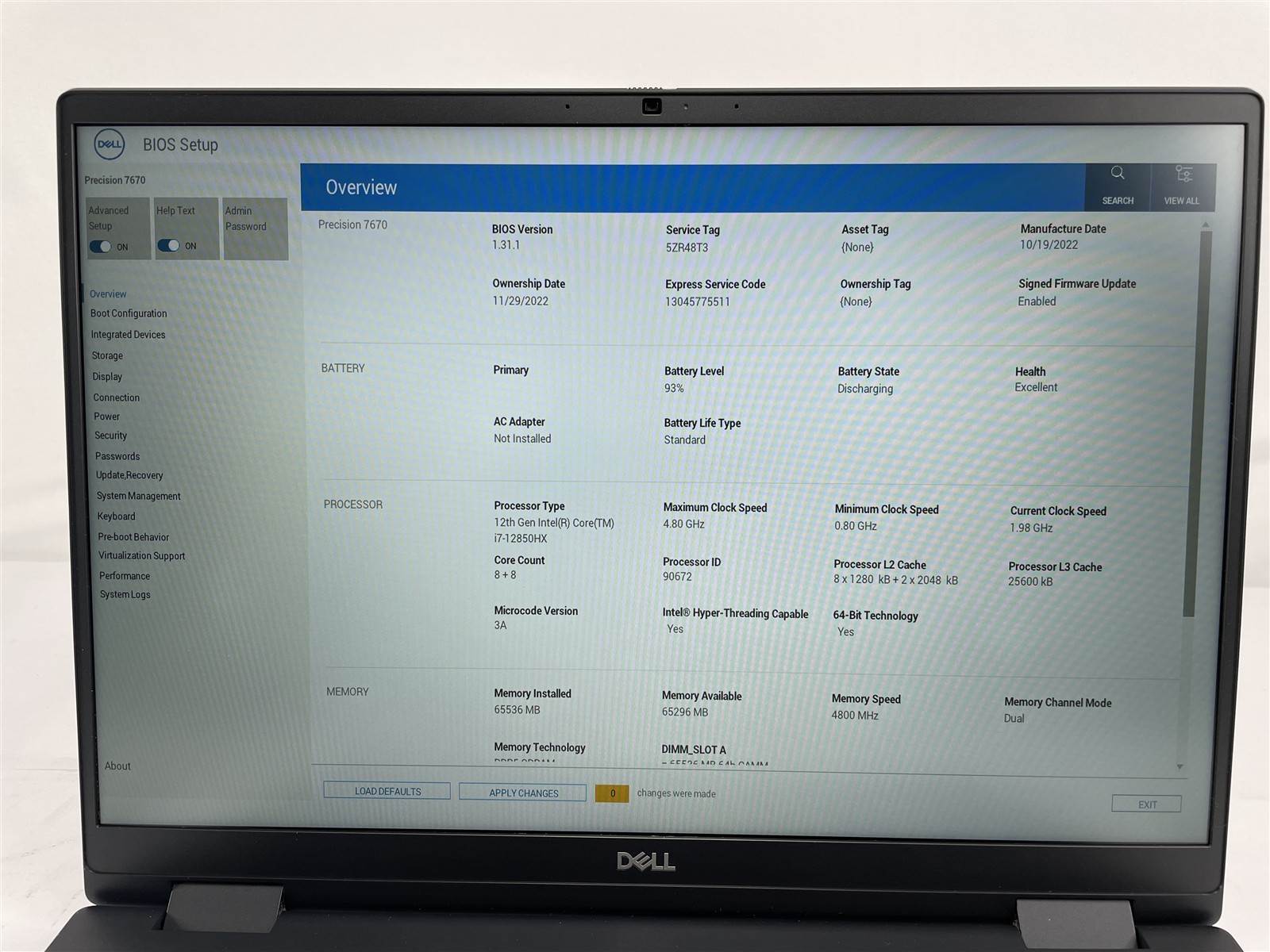 Dell Precision 7670 16″ 16-Core i7-12850HX 64GB RAM 1TB SSD RTX A1000