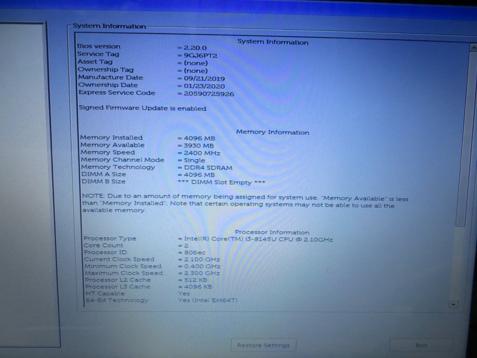 Dell Inspiron 5481 2-IN-1 14″ i3-8145u 2.1GHz 4GB RAM for Parts or Repair