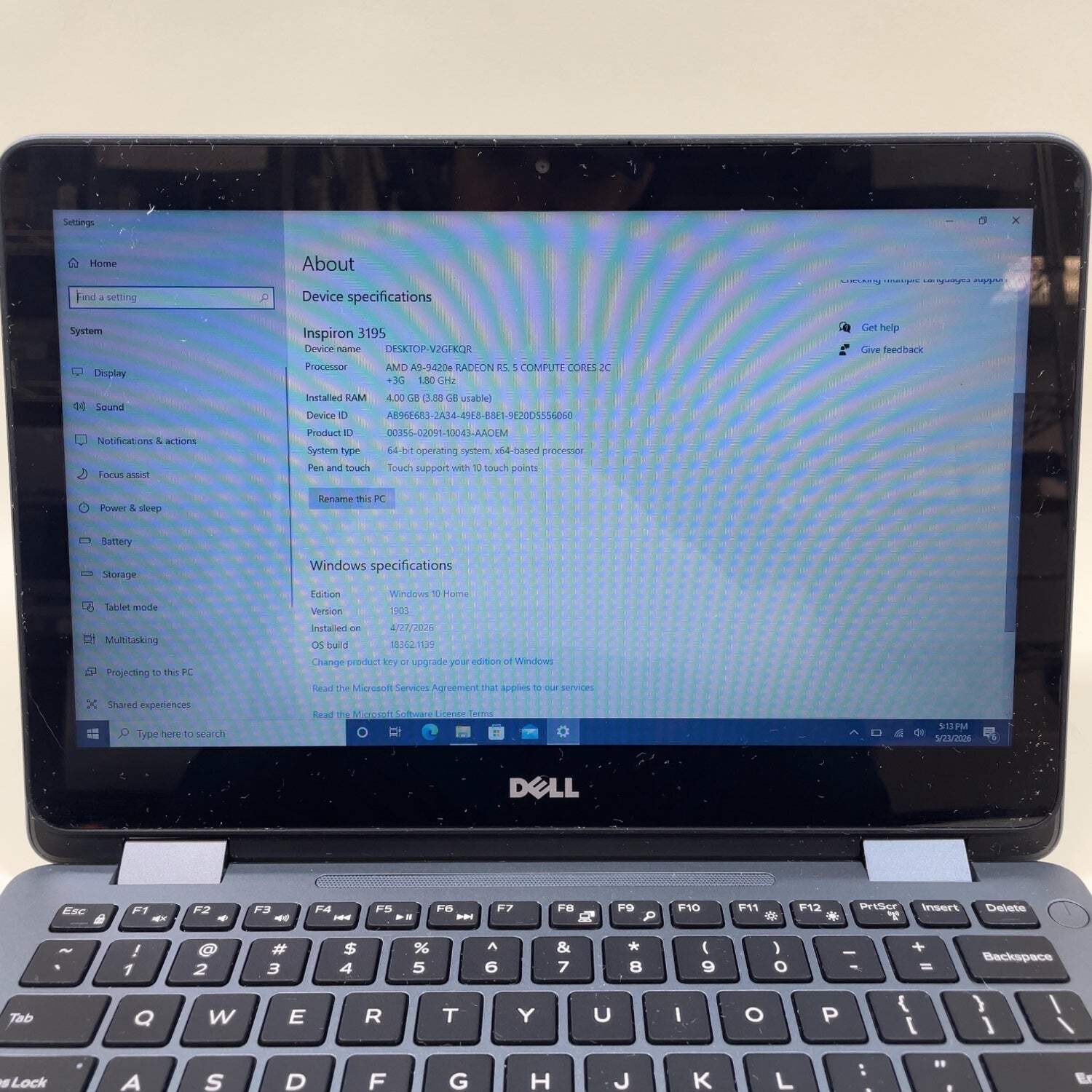 Dell Inspiron P31T 11.6″ AMD A9-9420e 1.8GHz 4GB RAM 64GB SSD AMD Radeon R5 M330