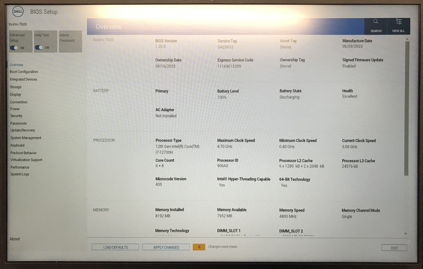 Dell Vostro 7620 15.6″ Laptop i7-12700H 8GB RAM 512GB NVMe