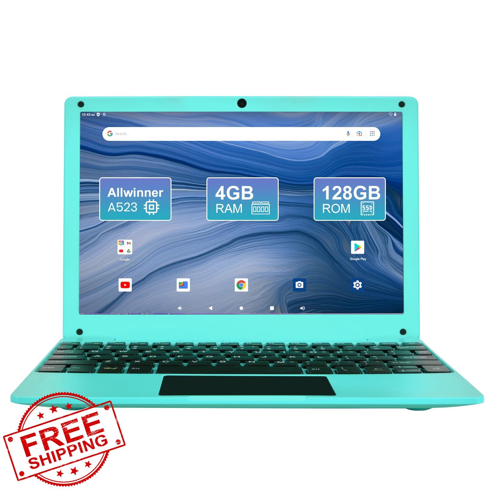 Fwmntu 10.1″ Android 13 Laptop 4GB RAM 128GB Storage Netbook