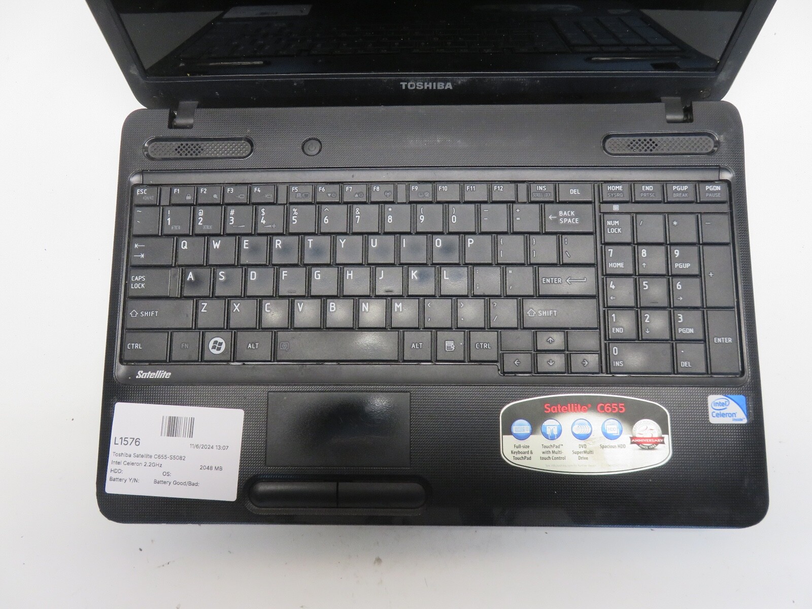 Toshiba Satellite C655-S5082 Intel Celeron 2.2GHz 2048 MB NO HDD No Batt