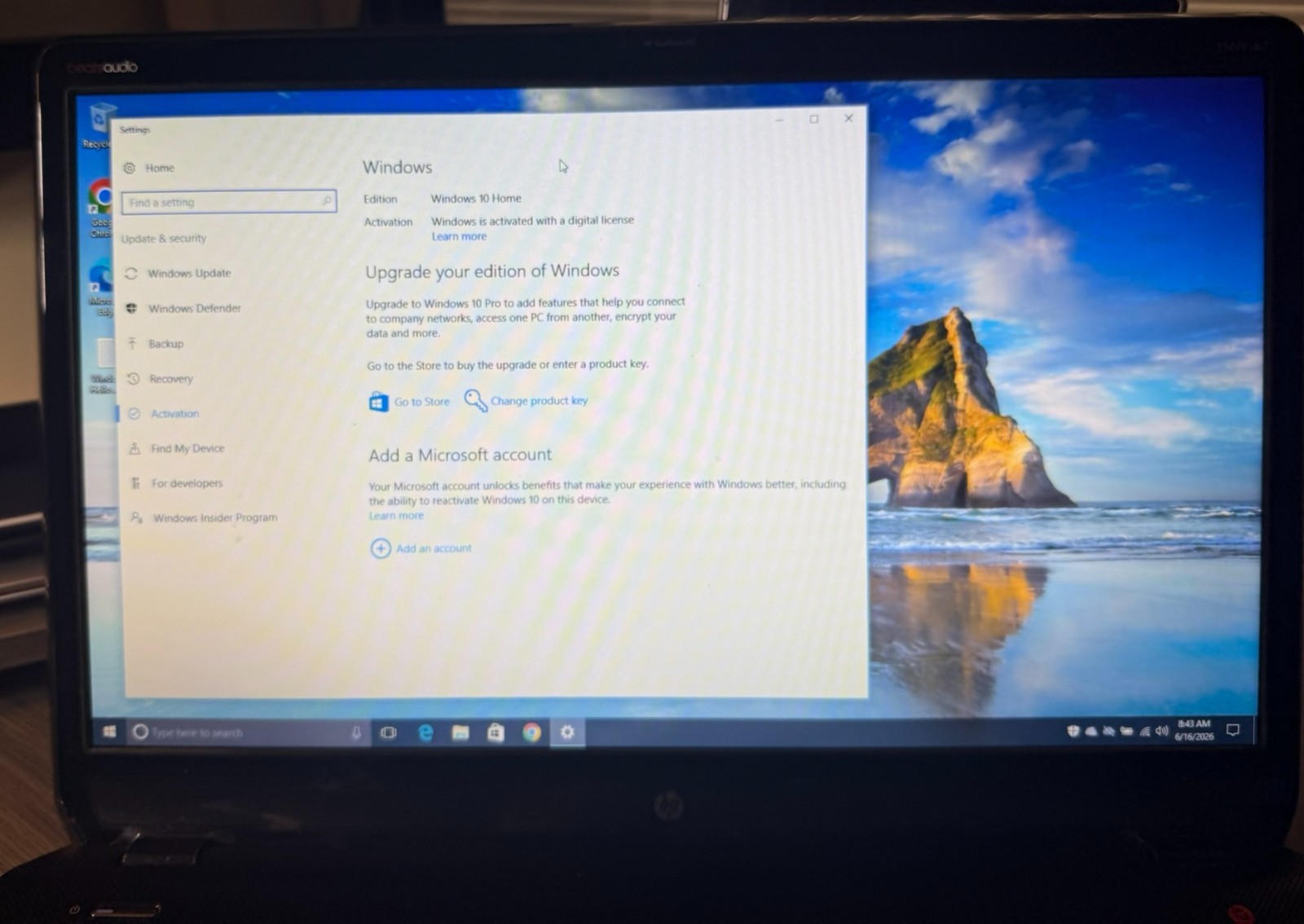 HP Envy DV7-AMD A8-4500M with Radeon HD Graphics (1.90Ghz) 6GB Mem 500g HD Win10