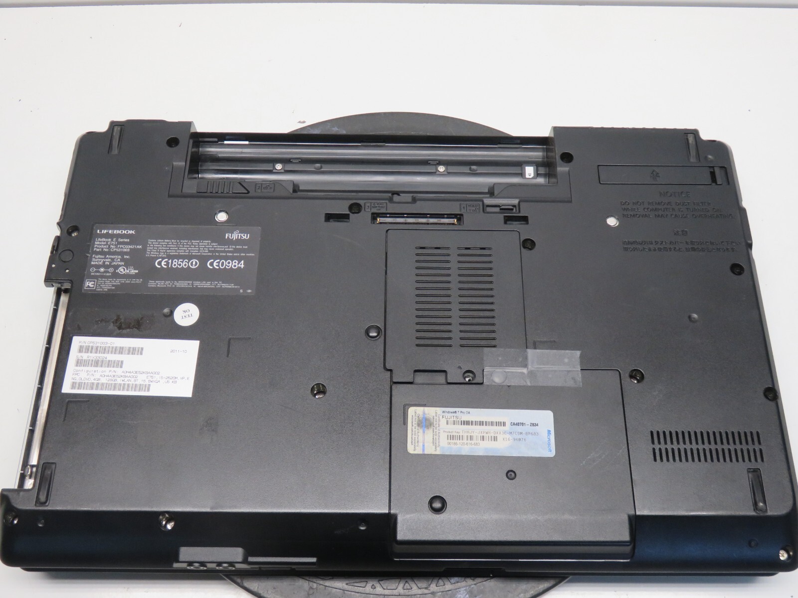 Fujitsu Lifebook E751 Intel Core i5-2520M CPU 2.50GHz 4GB NO HDD No Batt