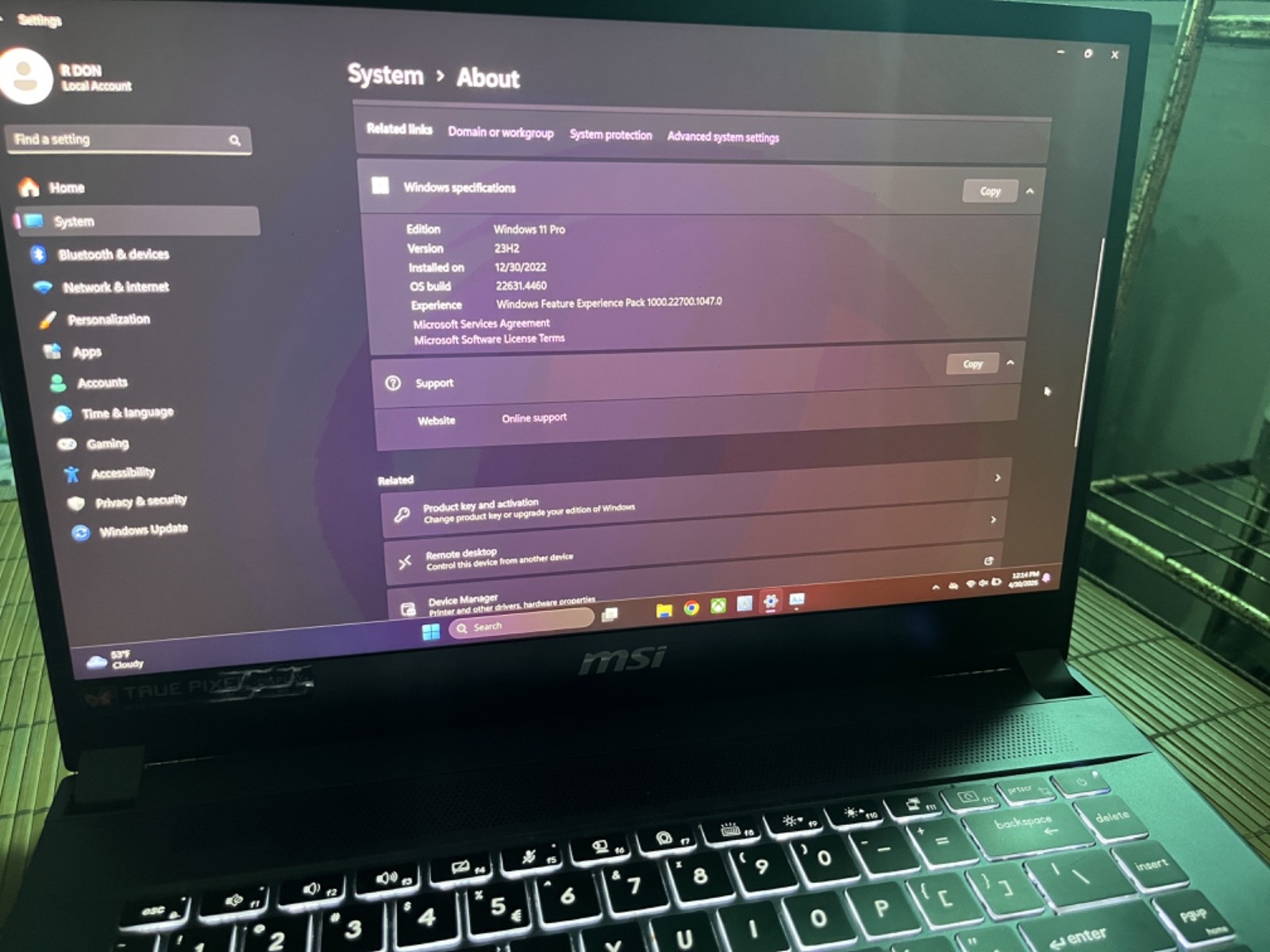 MSI Creator 15 4K Laptop– i7, 32GB, RTX 2070 Super, 1TB SSD, Excellent