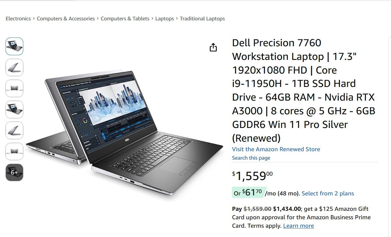 Dell Precision 7760 17.3″ Core i7 4.8GHz 32GB RAM 512GB SSD NEW BATTERY WARRANTY