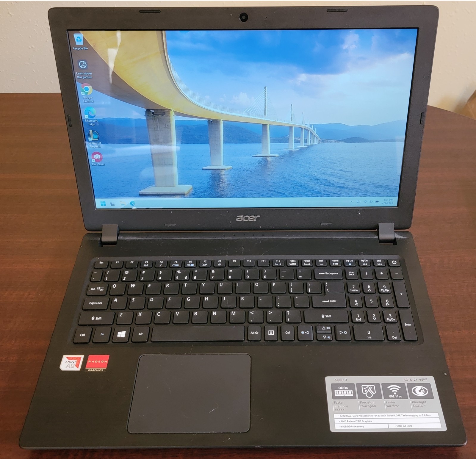 Acer Aspire 3 15.6″ – 6gb RAM – 1TB HDD – New Battery, Mint Condition!