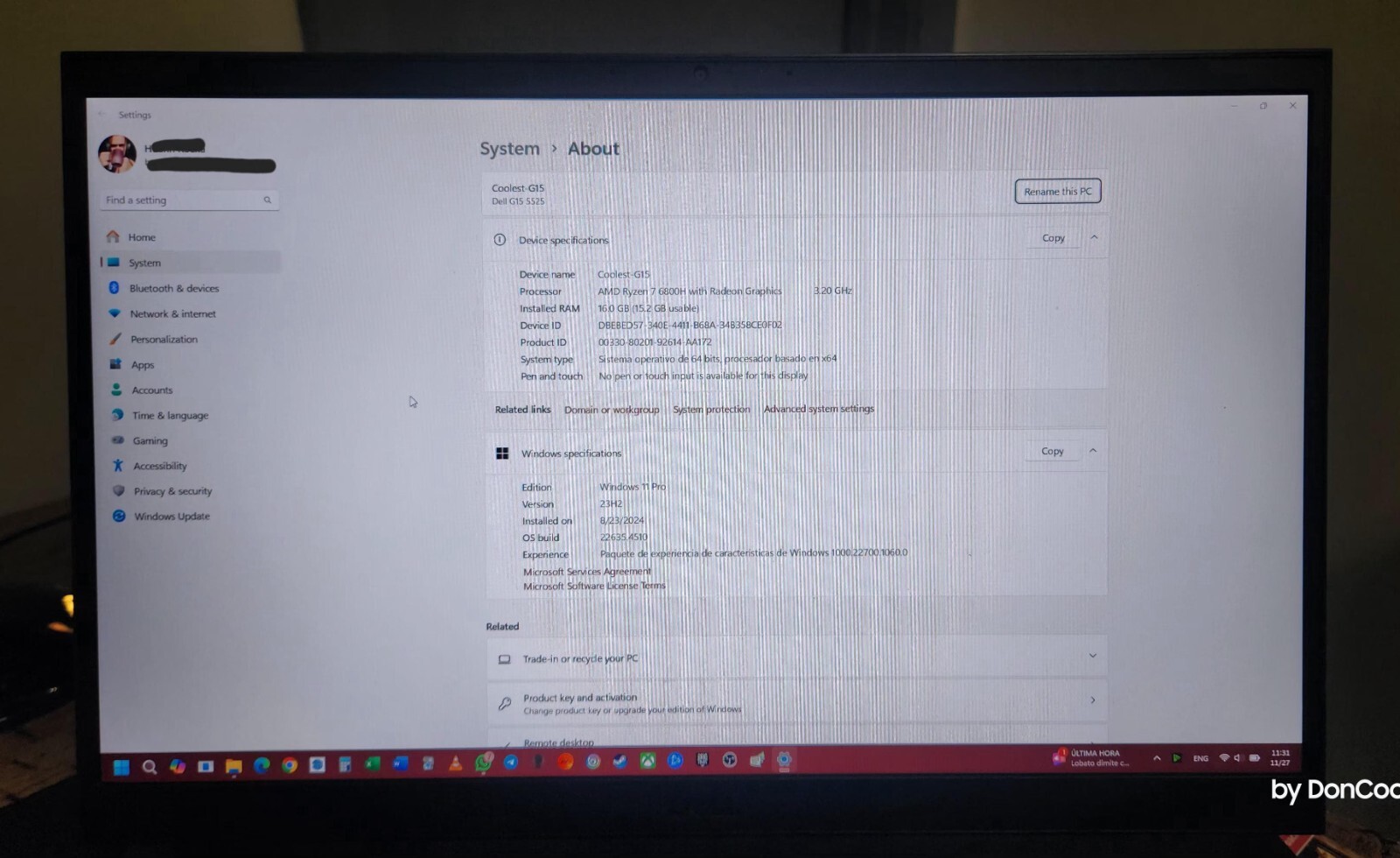 DELL G15 – R7 6800H – RTX 3060 – FHD 165Hz – RAM 16GB/SDD 512GB – W11 PRO