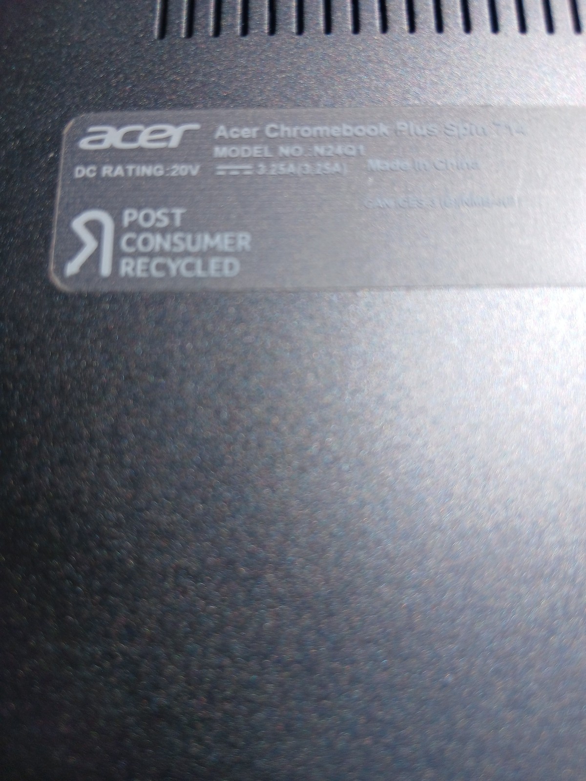 BROKEN ACER N24Q1 Laptop Spin 714 Chromebook Plus Intel Ultra 5