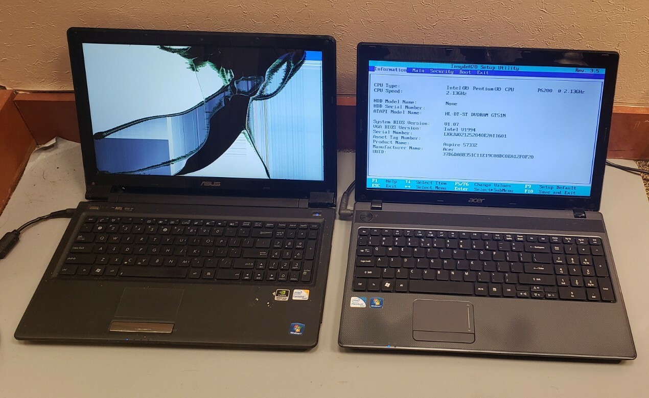 Lot of 2 Acer Aspire 5733Z/ ASUS UL50V 1GB RAM 0GB HDD PARTS REPAIRS