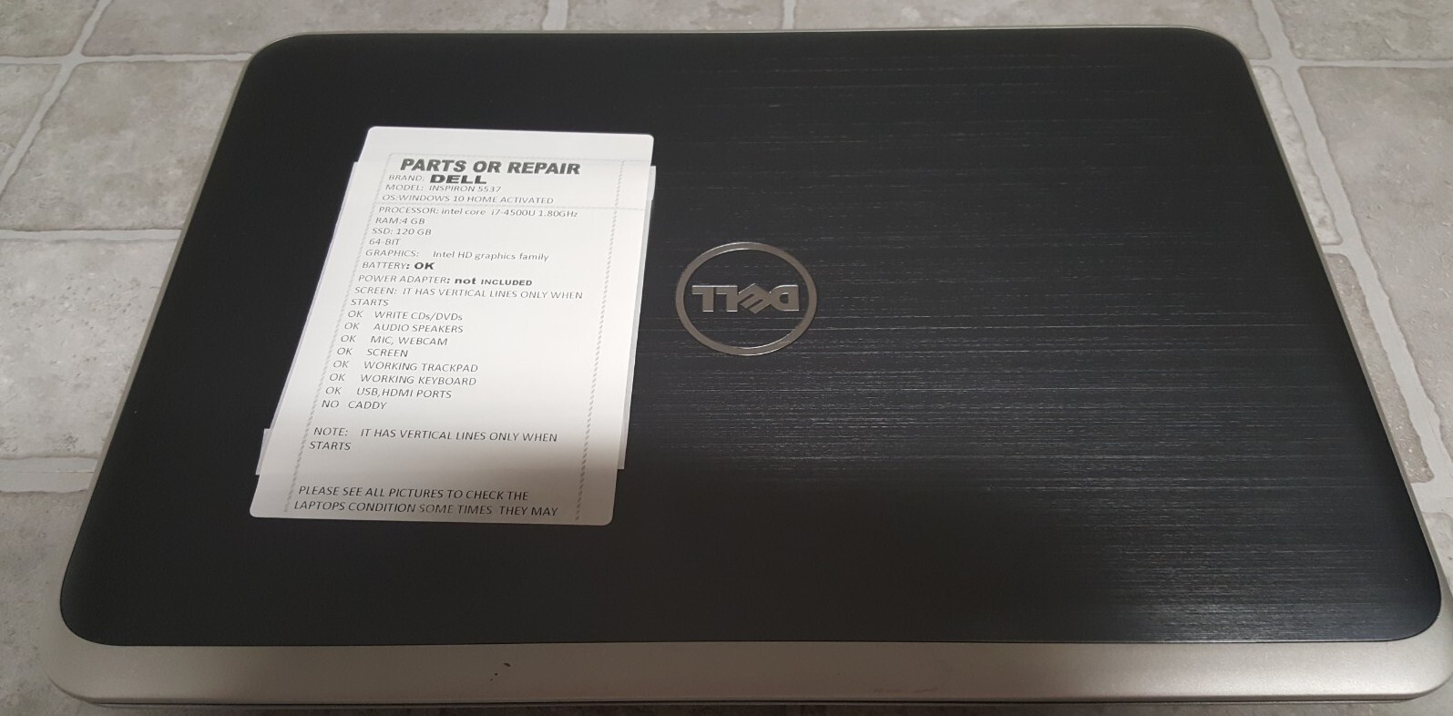 PARTS/REPAIR Dell Inspiron 15R-5537 15.6″ HD Intel Core i7-4500U 1.80GHz READ