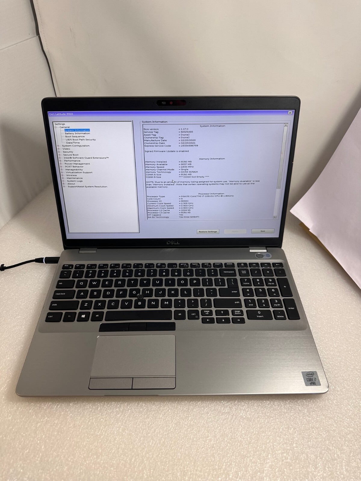 Dell Latitude 5510 15.6″ FHD Intel Core i7-10610U 16GB ram 512GB PCIe