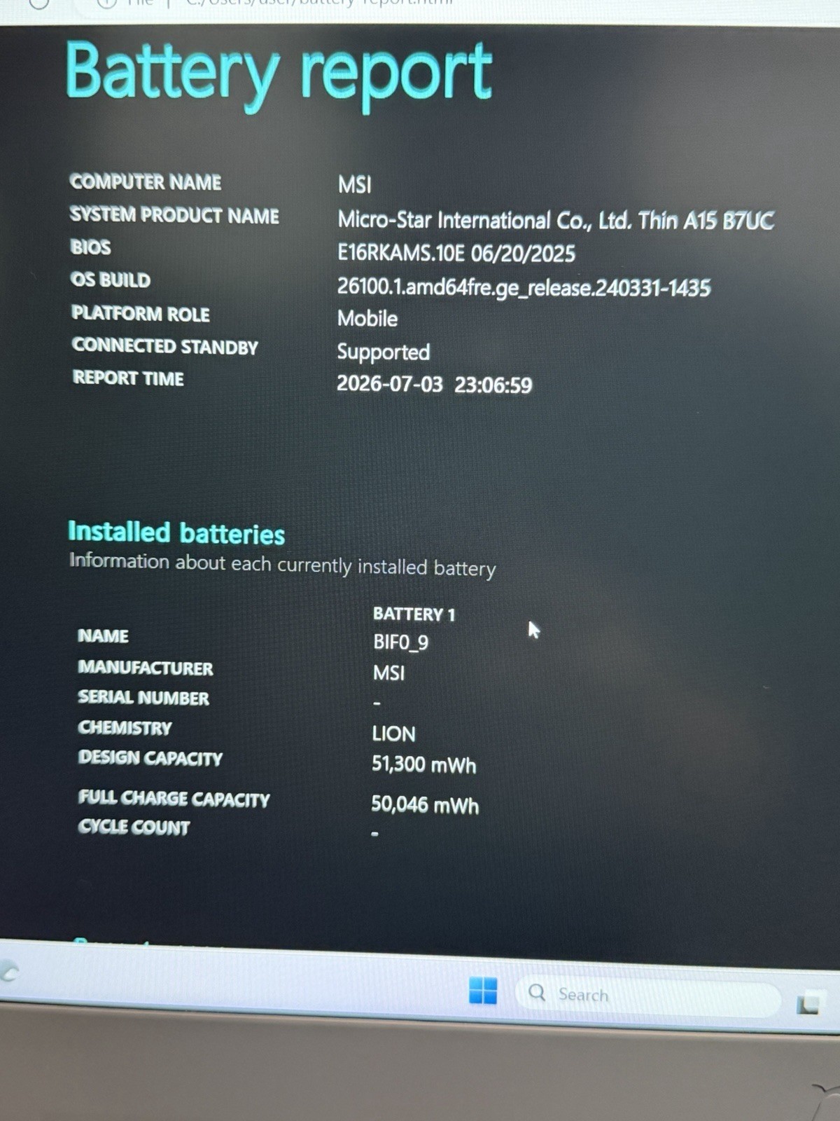 MSI Thin A15 B7VF 15-inch Laptop AMD Ryzen 5 16GB RAM 512GB RTX 4060 Mint