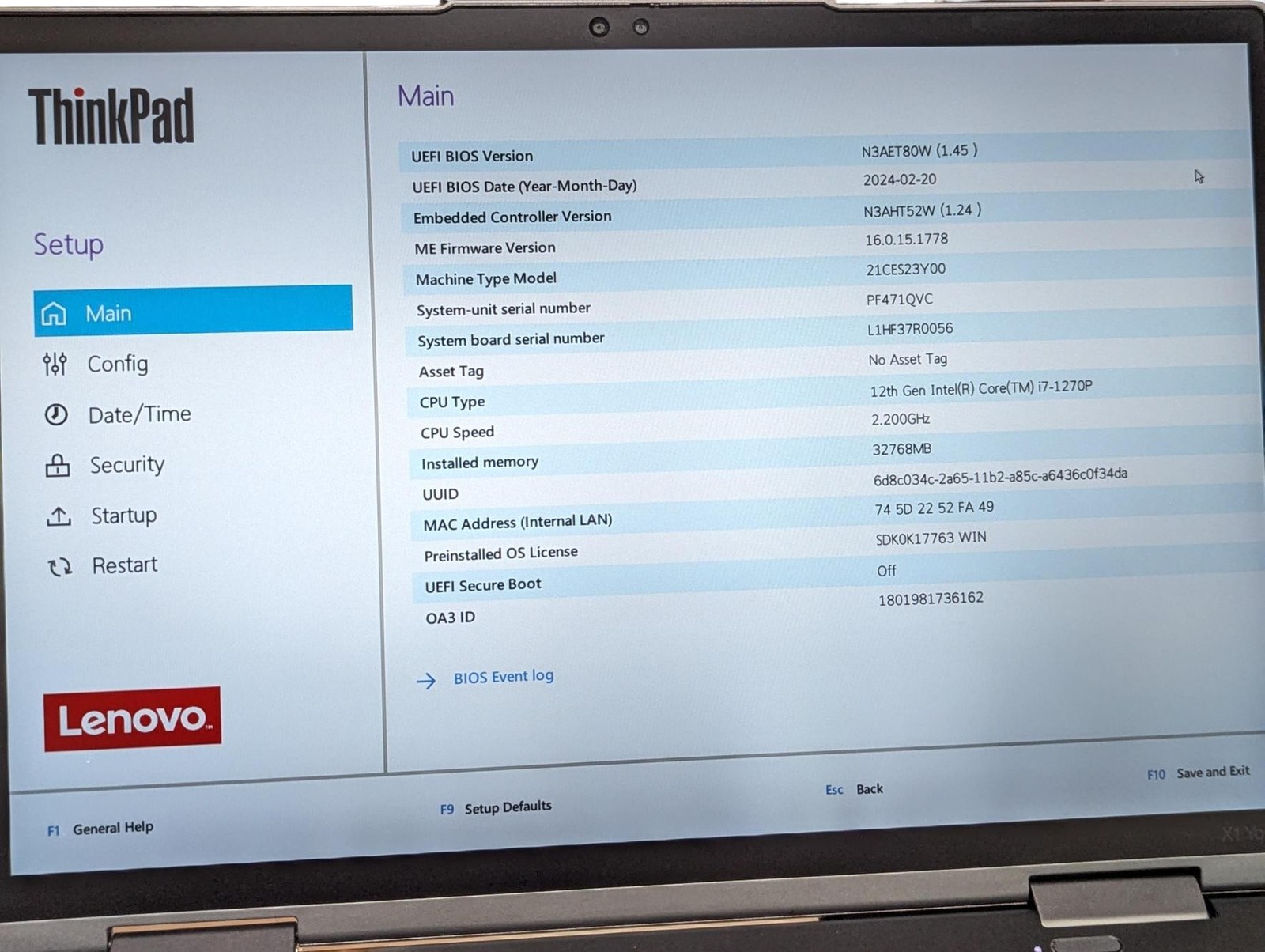 Lenovo ThinkPad X1 Yoga Gen 7 i7-1270P 32GB RAM 512GB SSD- Grade D