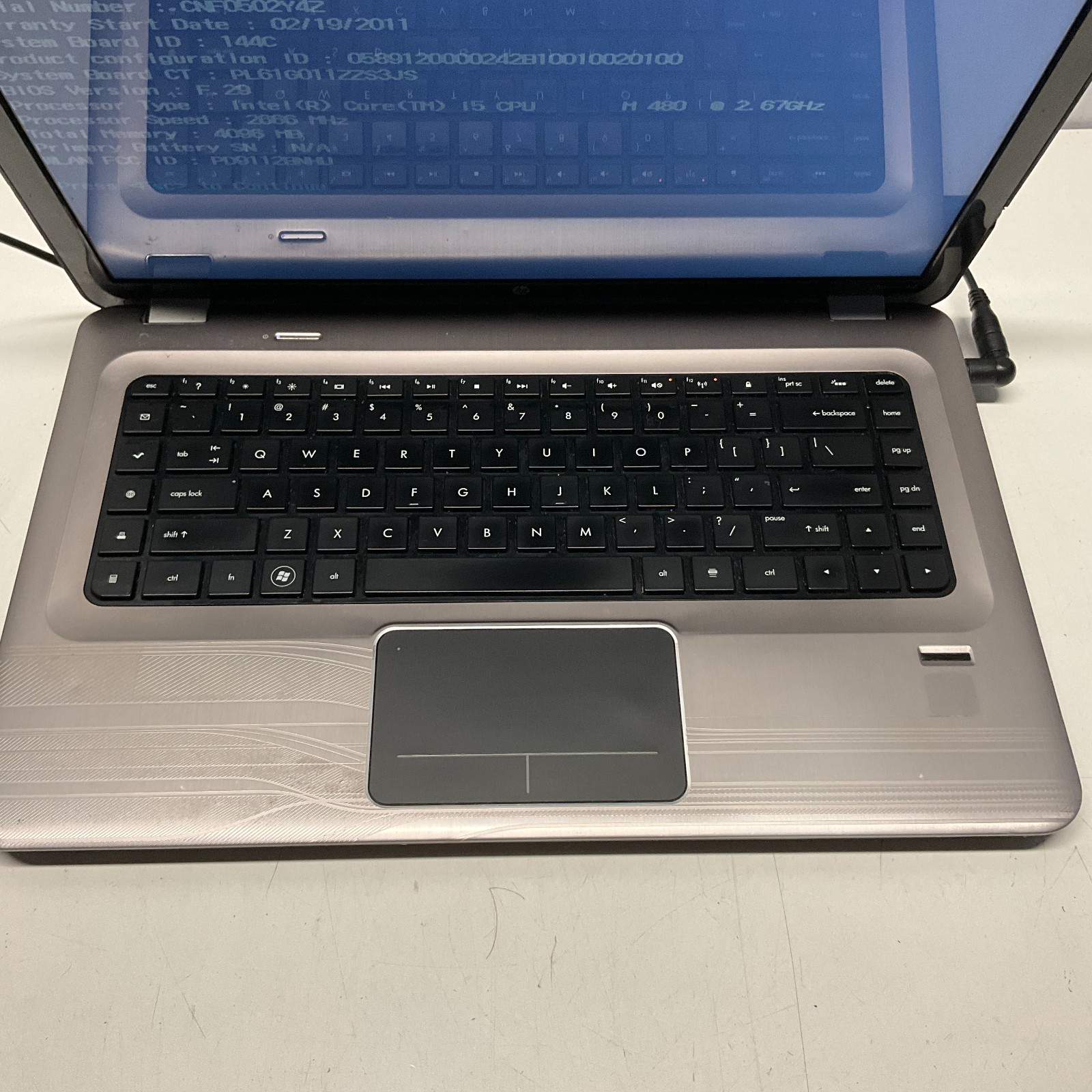 HP PAVILION DV6 Laptop Intel Core i5-M480 @ 2.67 GHz 4GB NO HDD/BATTERY