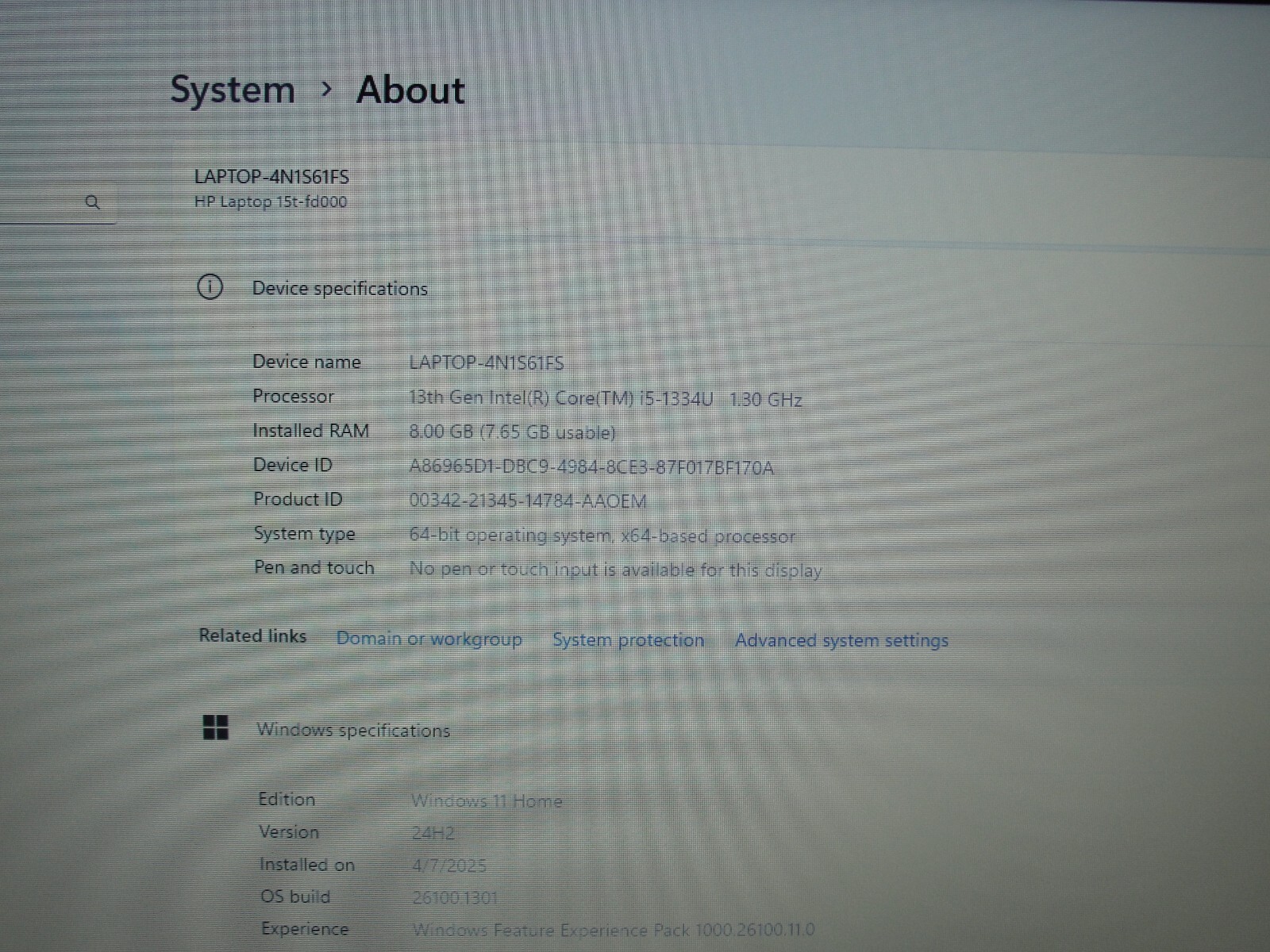 HP 15t-FD000 15.6”HD Intel Core i5-1334U 1.3GHz 8GB SSD Reset 256GB + Charger