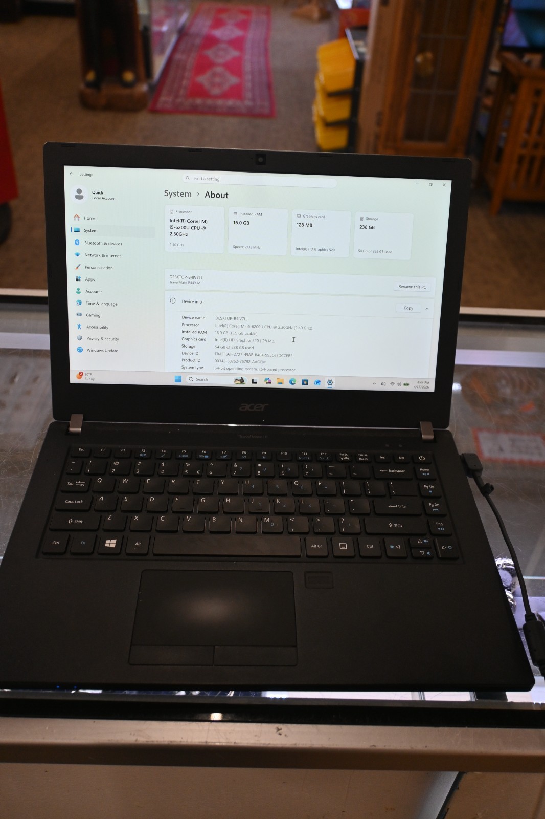 Acer TravelMate P4 P449-M Laptop | 14″ | i5-6200U@2.3GHz | 16GB RAM | 256GB SSD