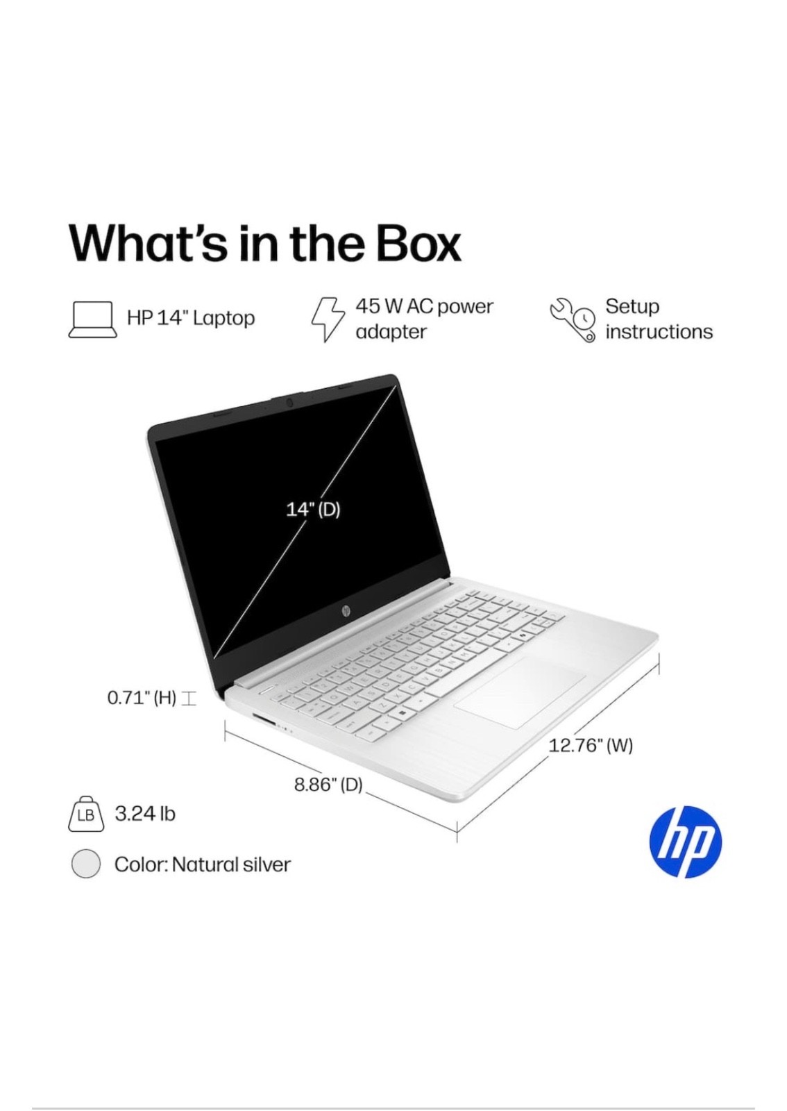 HP 14DQ0052DX 14″ (64 GB, SSD, Intel Celeron N, 1.10 GHz, 4 GB) Laptop -…