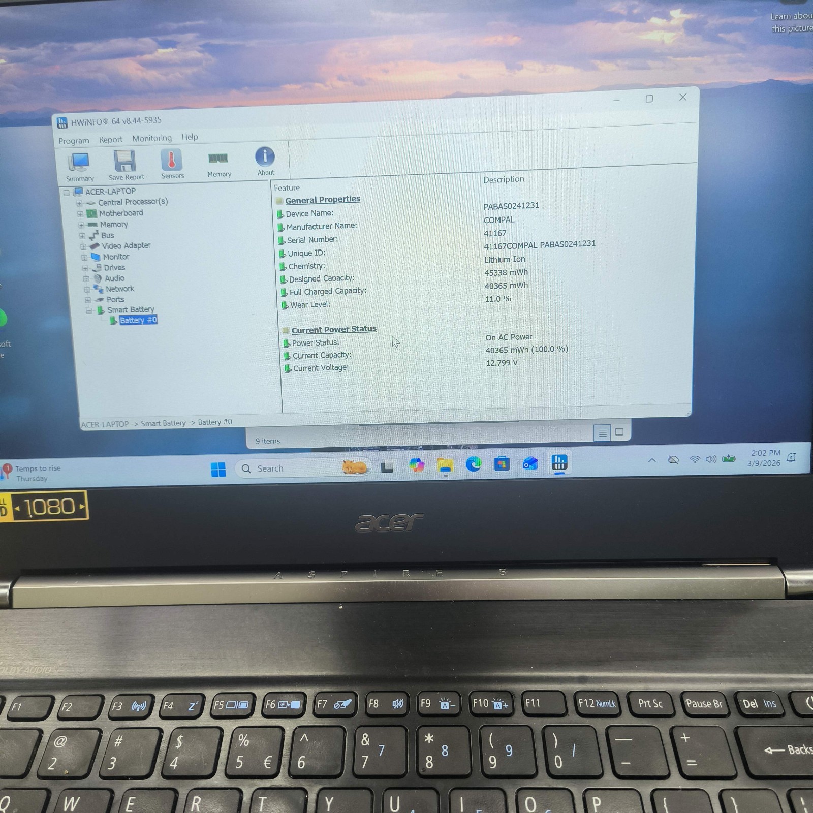Acer Aspire S5-371 13.3″ Intel Core i5-6200 2.40Ghz 8GB RAM 1TB SSD