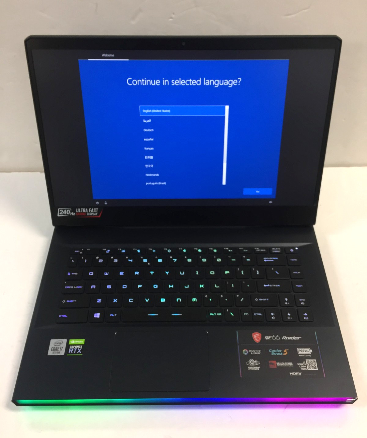 MSI GE66 Raider 10SF-285 15.6 Gaming Laptop/i7-10875H/16GB/512GB SSD/RTX 2070