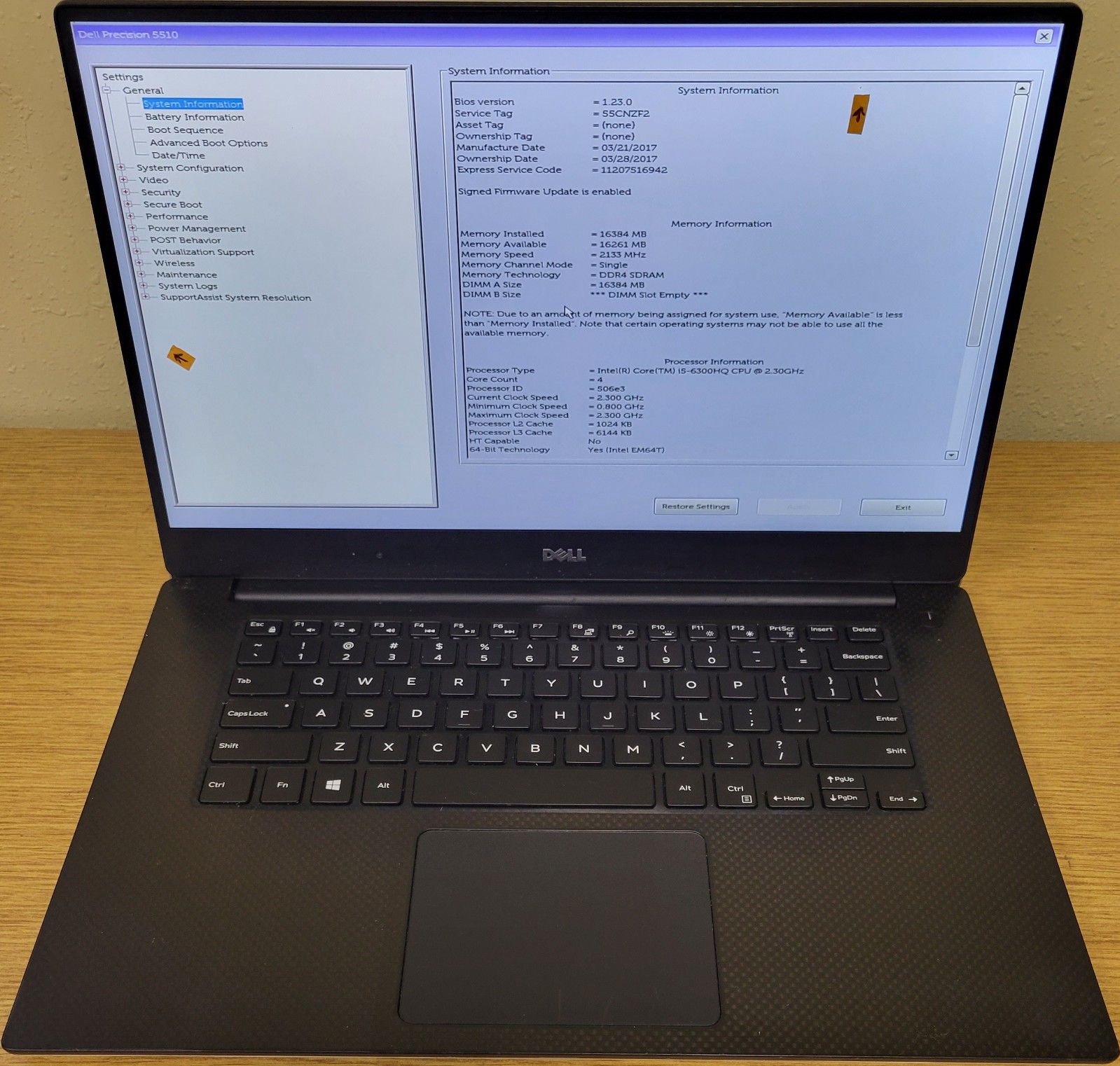 Dell Precision 5510 i5-6300HQ 2.30GHz 16GB 256GB NVMe Quadro M1000M No OS