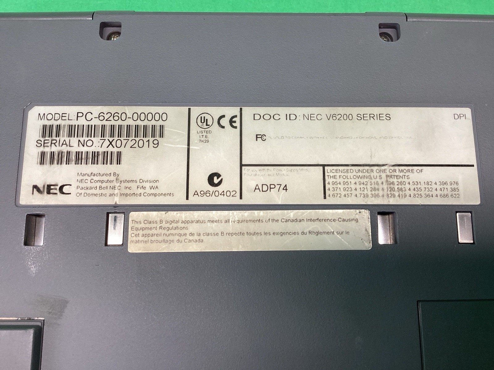 NEC Versa 6230 Vintage Windows 95 Laptop – NO HARD DRIVE – UNTESTED