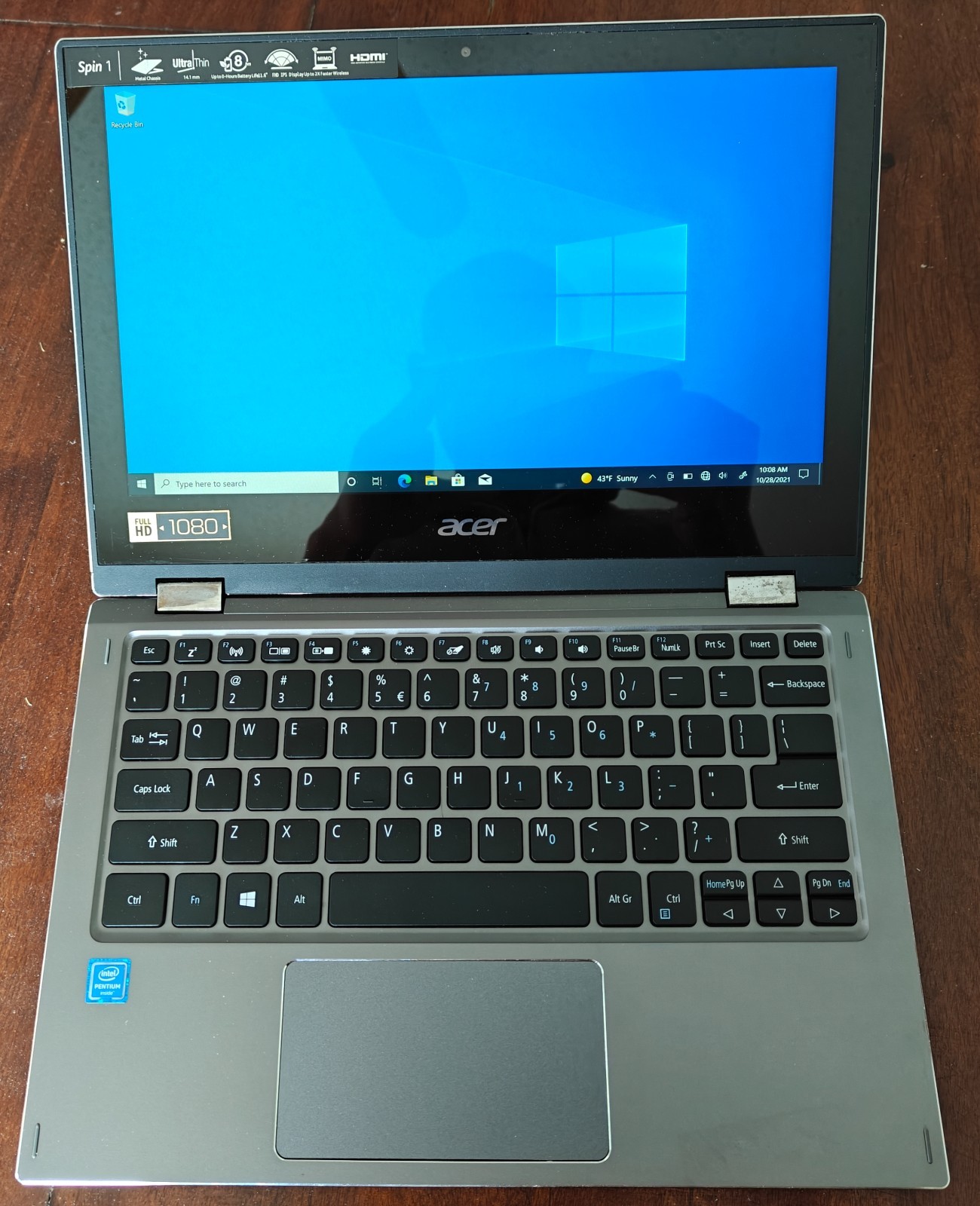 Acer SP111-32N-P6CV 11.6″ FHD Touchscreen 2-in-1 convertible win10 pro