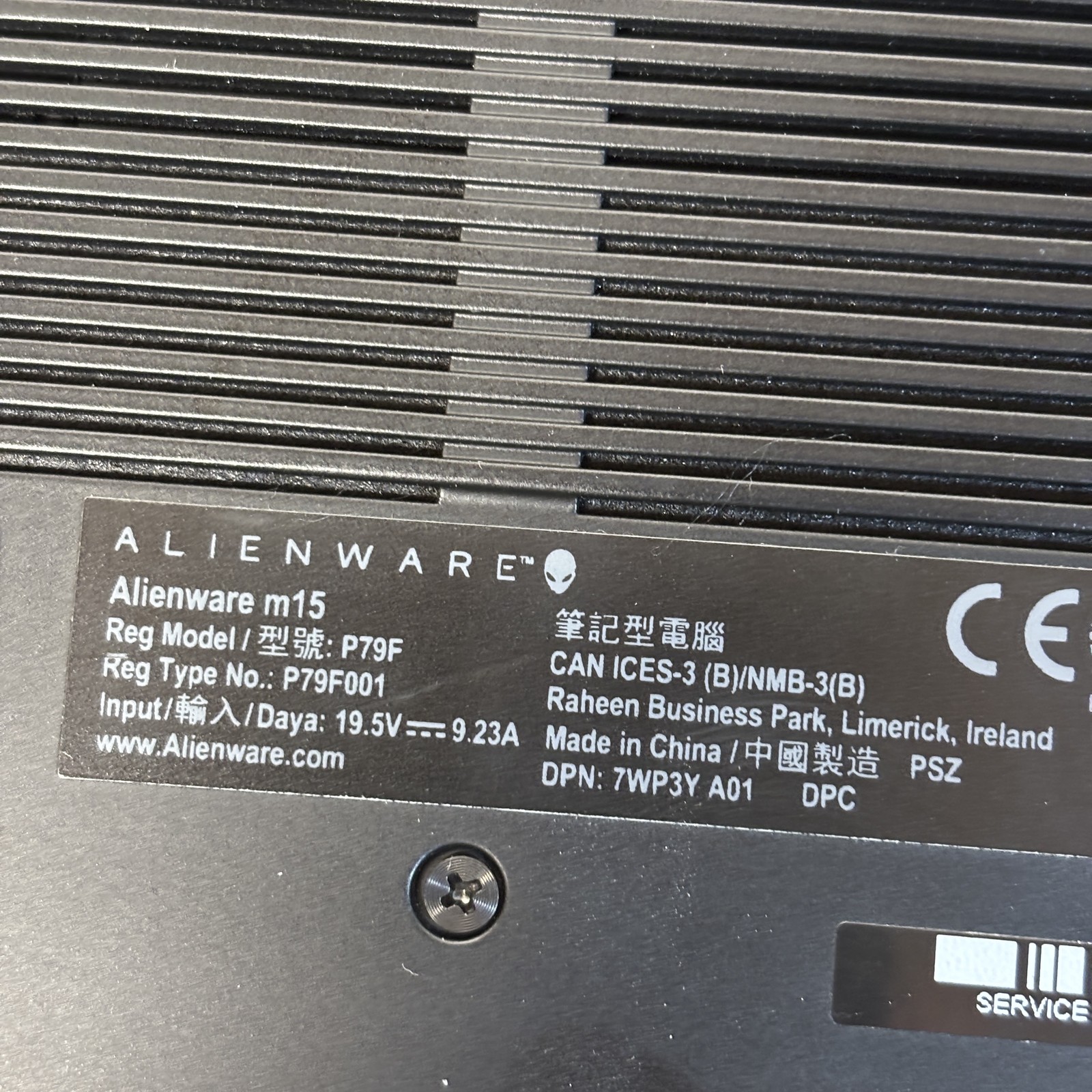 Alienware m15 P79F Intel Core i7-8750H 2.2GHz 16G RAM 128GB SSD 15.6″ Win11 Home