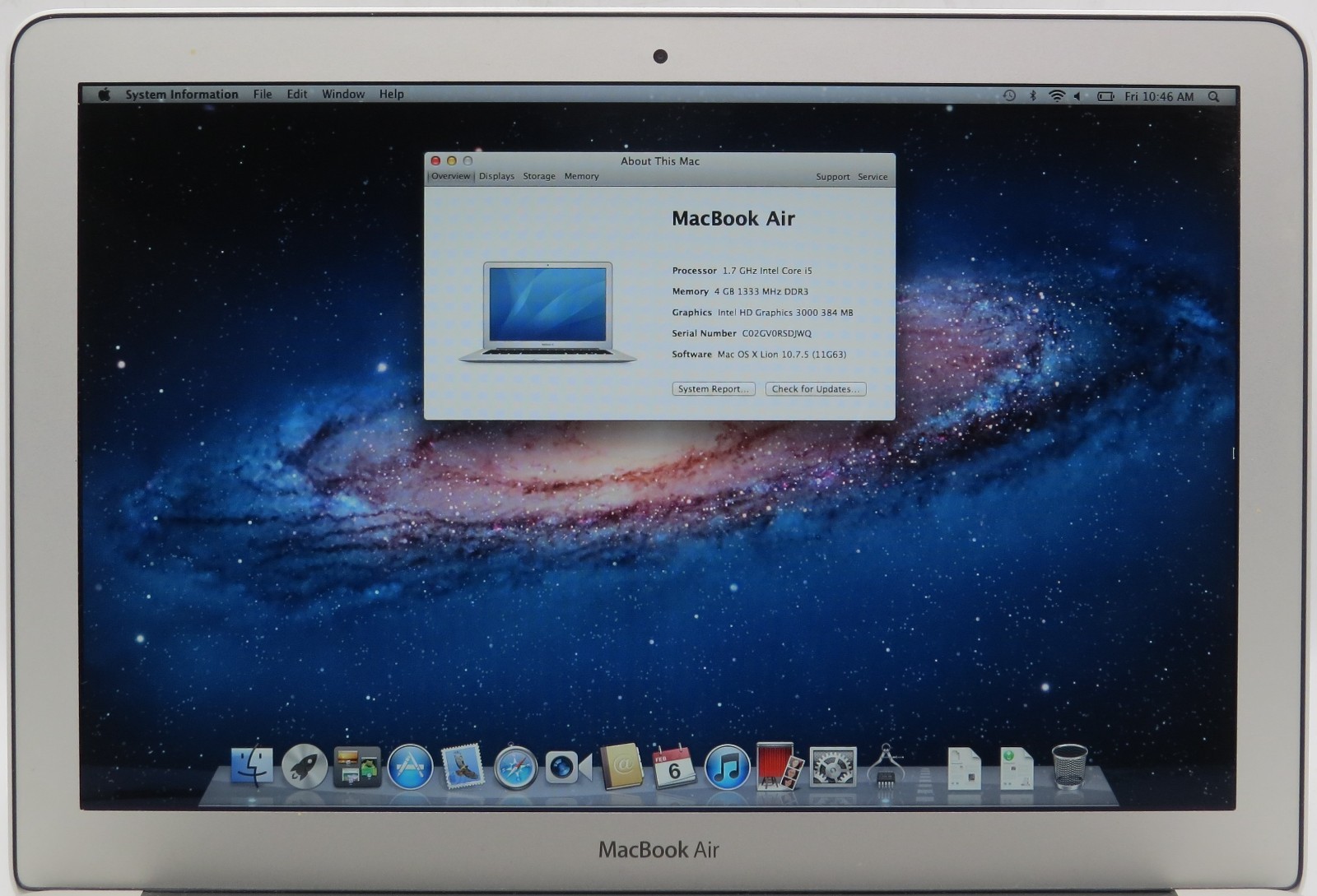 2011 MacBook Air 13″ A1369 i5-2557M @ 1.7GHz 4GB RAM 128GB SSD MacOS X