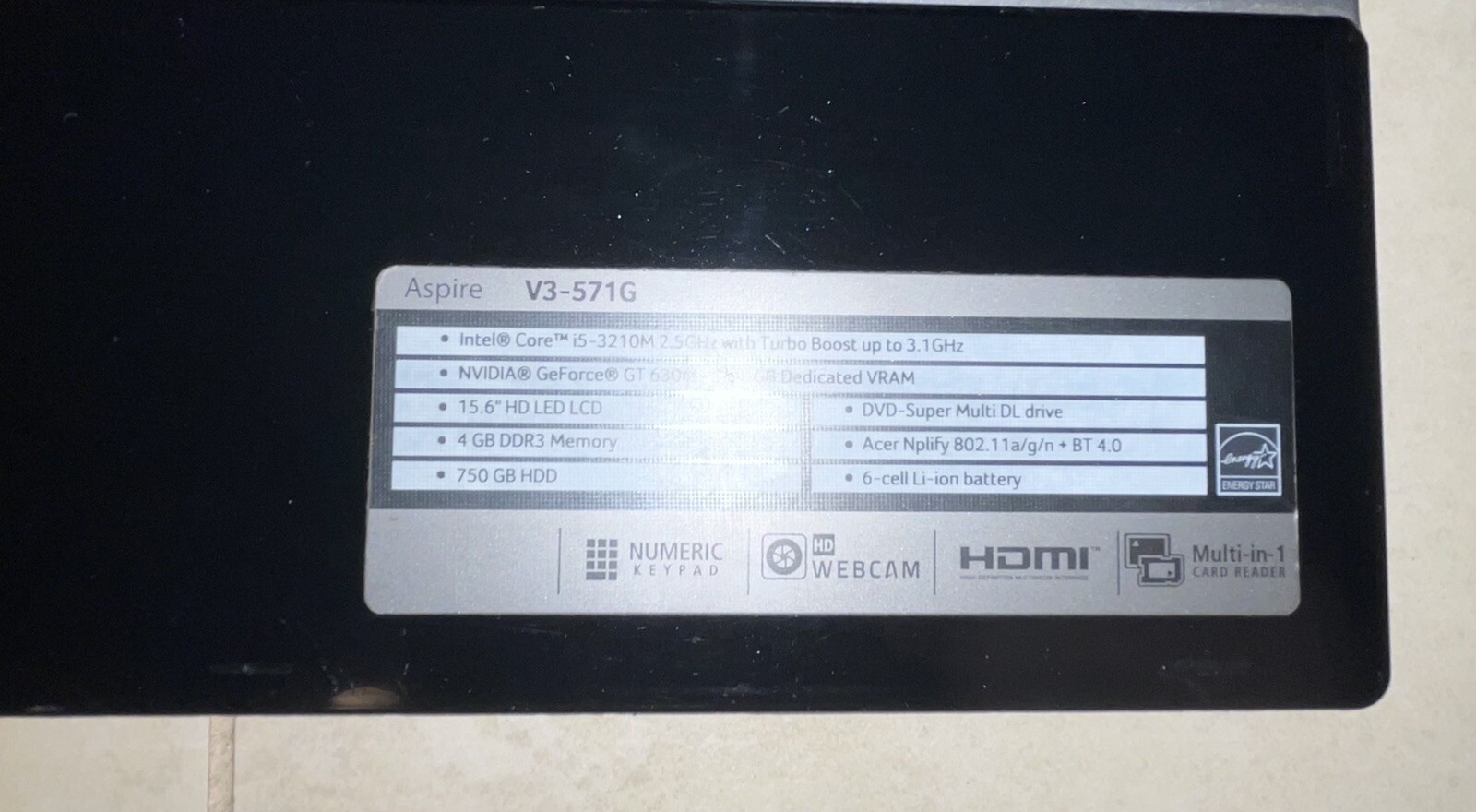 acer intel core i5-3210m 2.5ghzwith Turbo boost upto 3.1 Ghz Laptop
