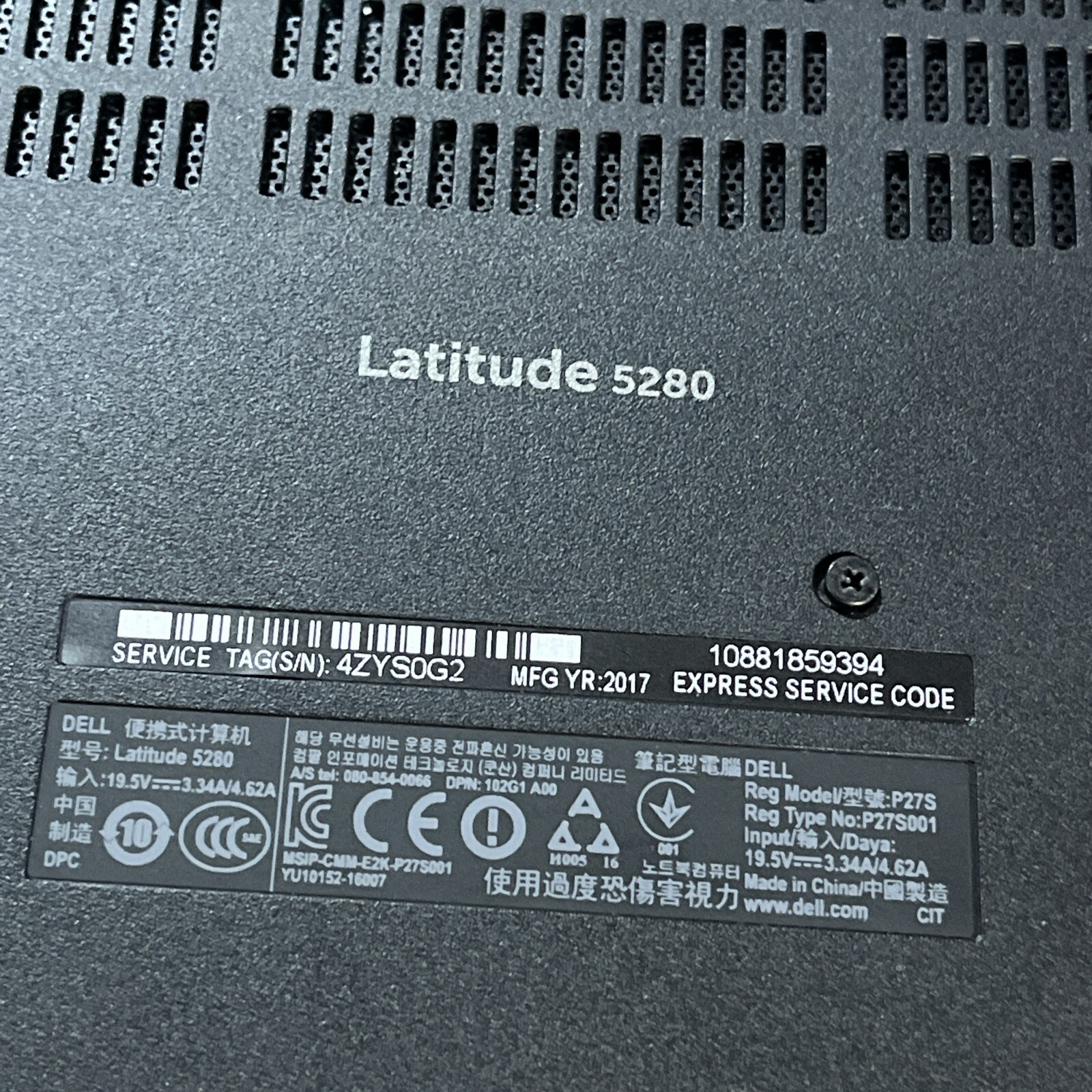 DELL LATITUDE 5280 INTEL CORE I3-7100U 2.40GHZ 8GB RAM NO HD ,,