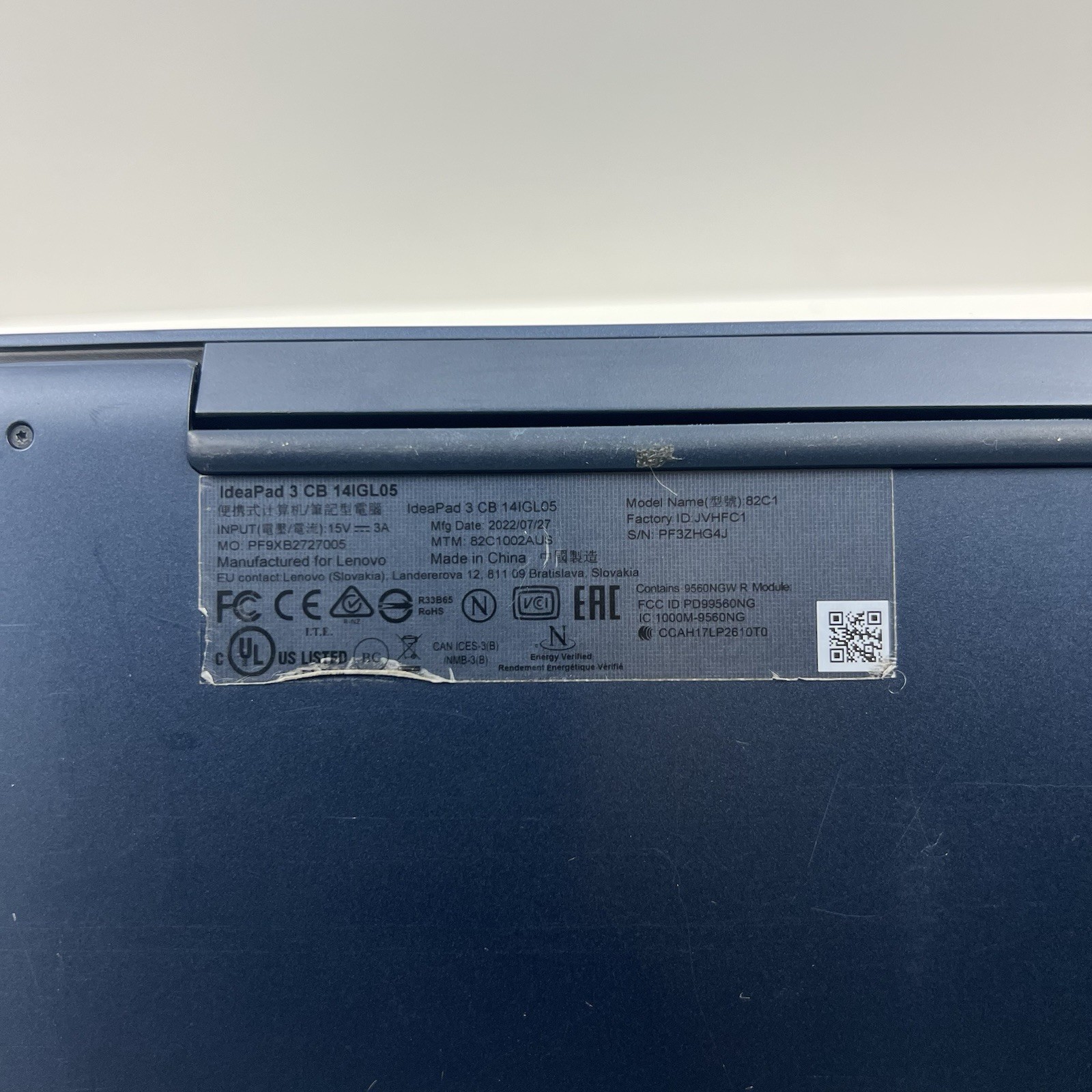 Lenovo IdeaPad 3 CB14IGL05 14″ Chromebook Celeron N4020 4GB Ram 64GB eMMC, READ