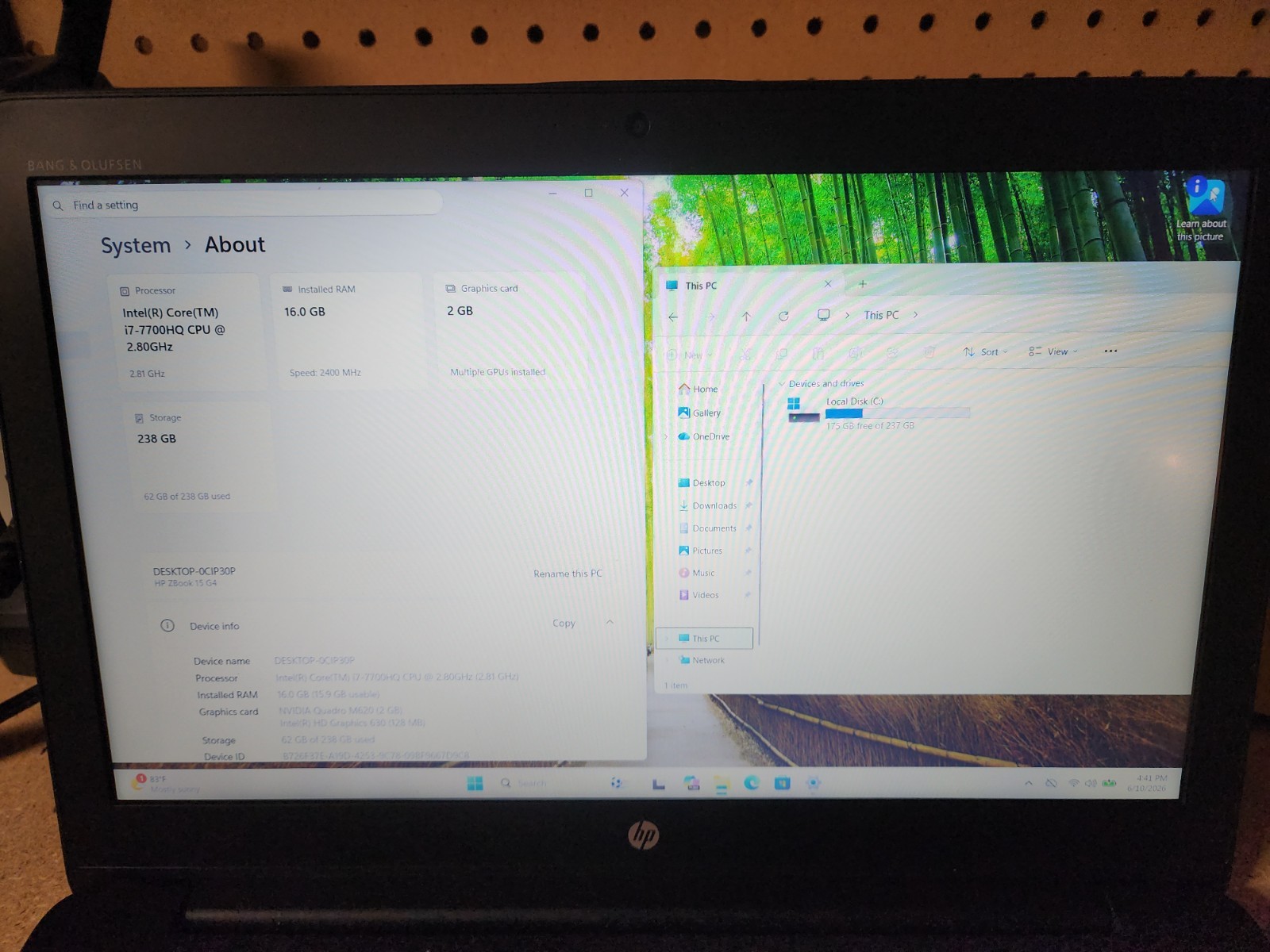 HP ZBook 15 G4 15.6″ i7-7700HQ 2.8GHz 16GB RAM 256GB SSD W11 Pro NVIDIA See Desc