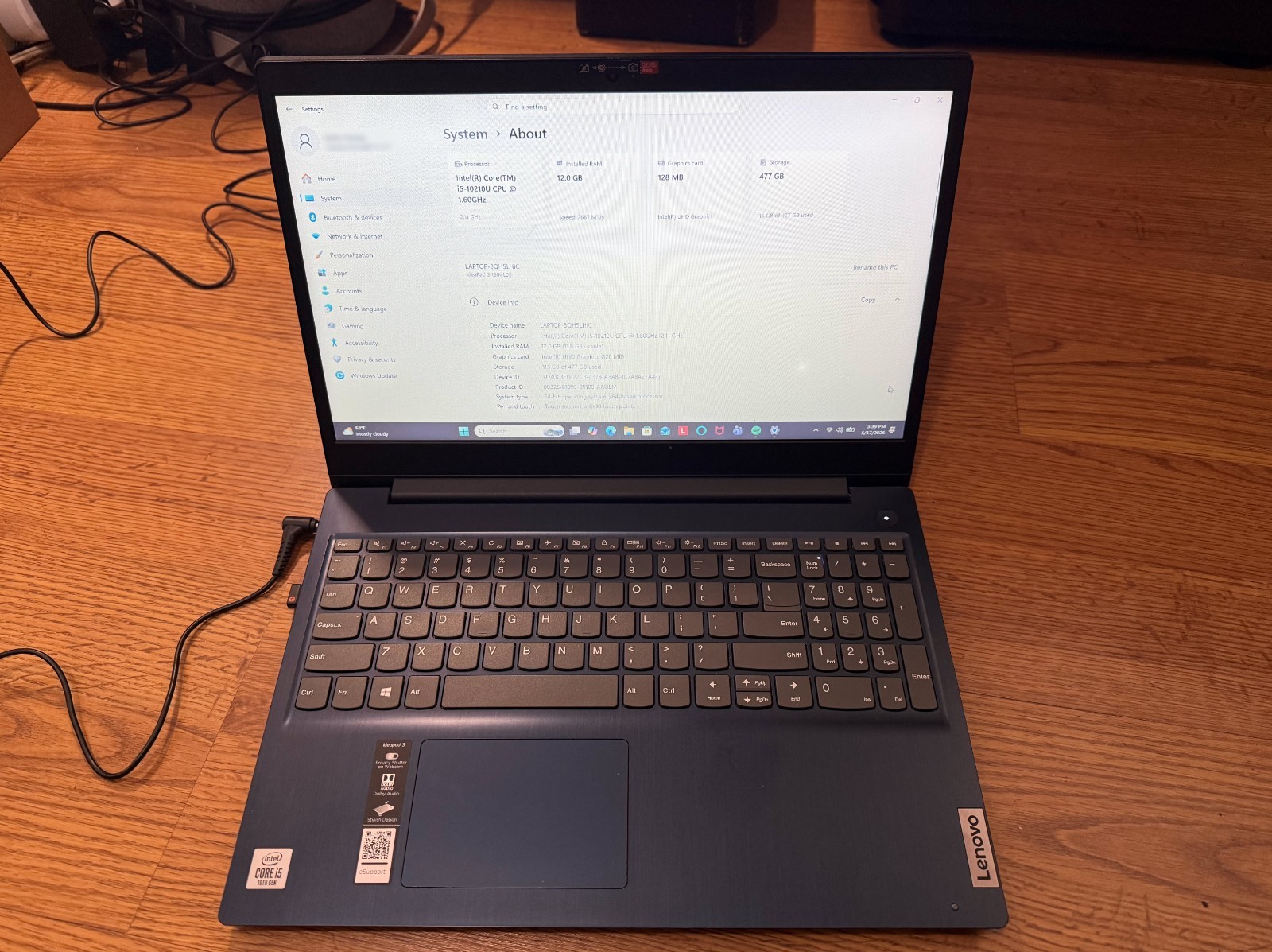 Lenovo IdeaPad 3 15IML05 15.6″ i5-10210U 12GB RAM 512GB SSD Windows 11 Laptop