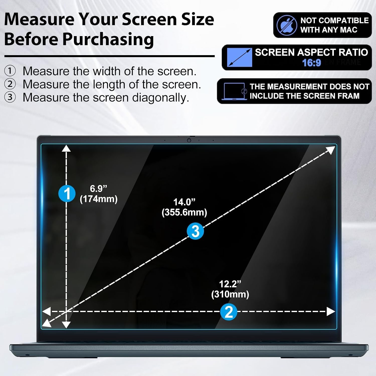 9H Tempered Glass Screen Protector for HP 14″ Laptops: Pavilion/Chromebook/Strea