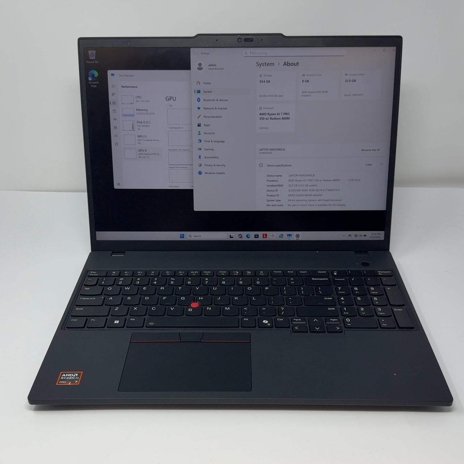 Lenovo ThinkPad P16s Gen 4 16″ Ryzen AI 7 PRO 350 2.0GHz 32GB RAM 1TB SSD