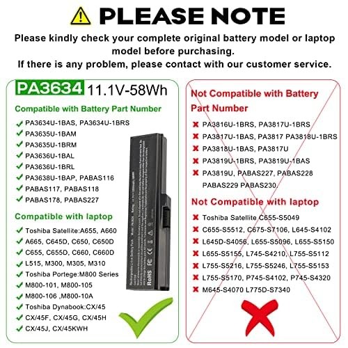 Futurebatt Battery for Toshiba Satellite A665 C655 L645 L650 L650D PA3634U