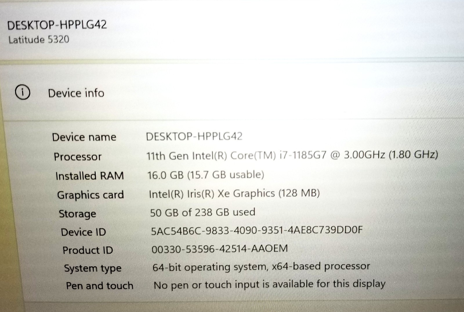 Dell Latitude 5320 13.3″ FHD i7-1185G7 3.00GHz, 16GB RAM, 256GB SSD, WIN 11