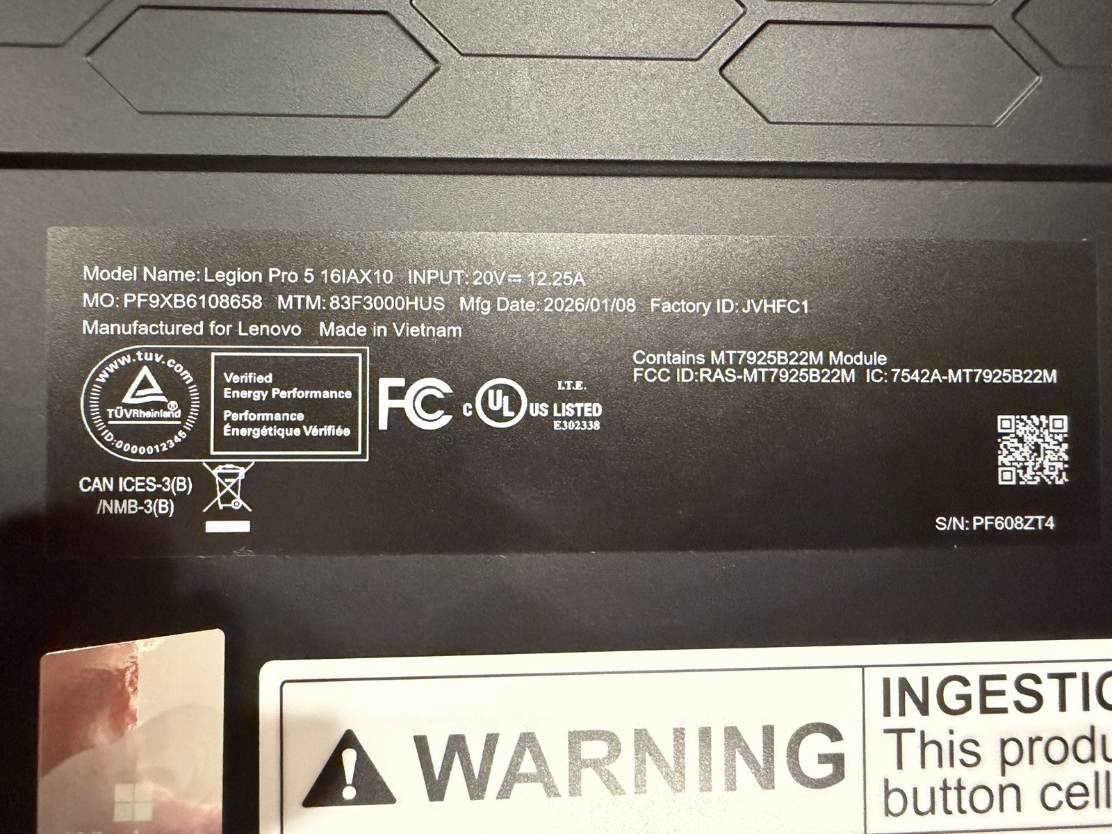 Lenovo Legion Pro 5 16IAX10 16″ Ultra 9 275HX 32GB DDR5 1TB SSD RTX 5070 ✅ MINT✅
