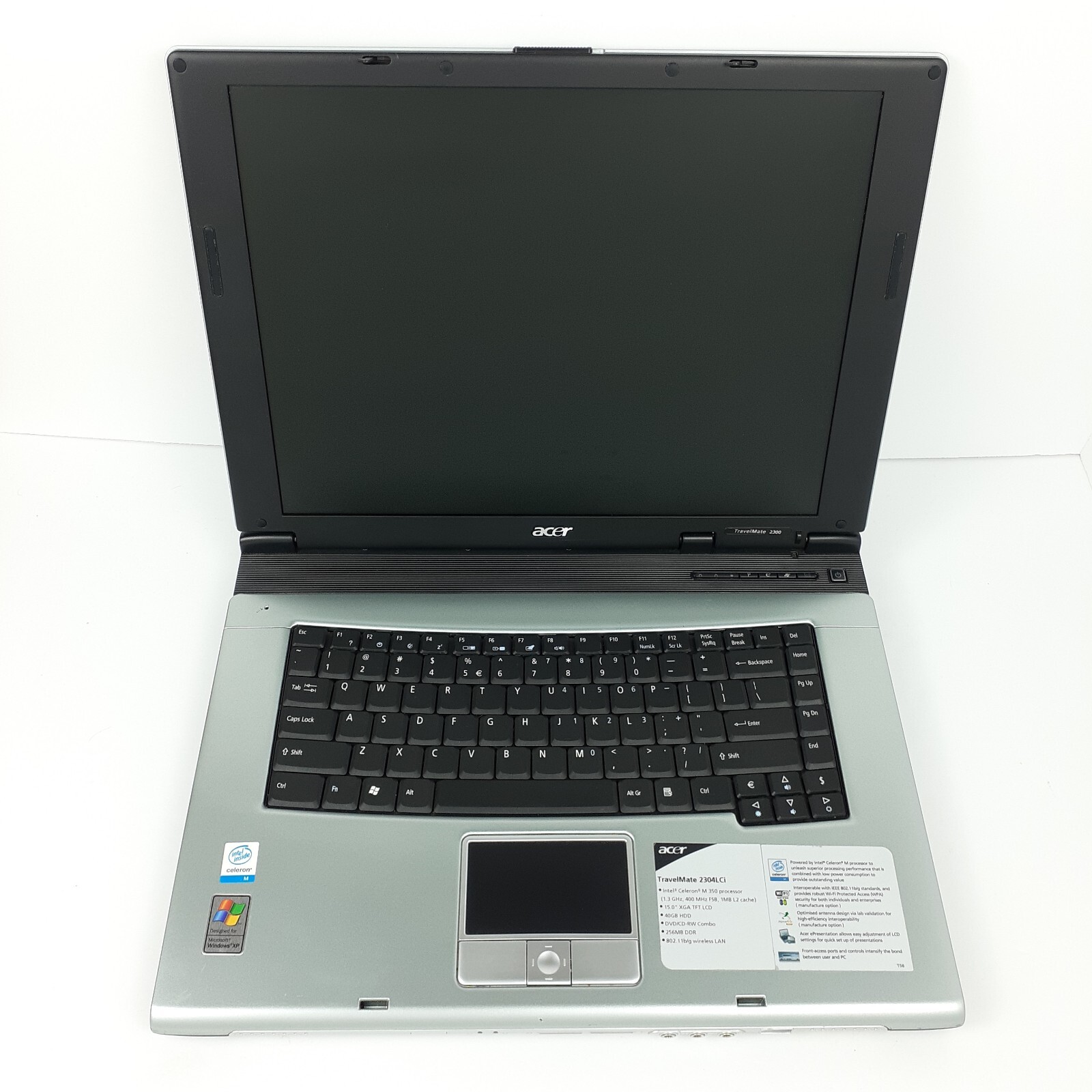 Acer TravelMate 2300 2304LCi 15″ Celeron M 1.3GHz 256MB RAM No HDD Boots To BIOS