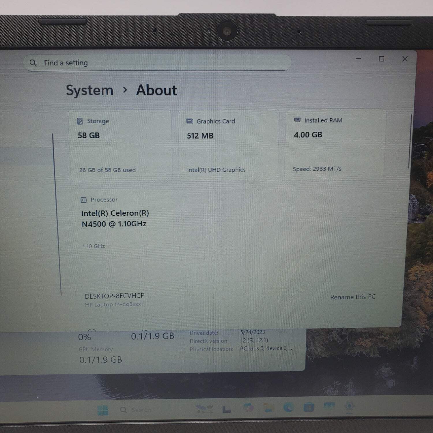 HP Laptop 14-DQ3000DX 14″ Celeron N4500 1.1GHz 4GB RAM 64GB SSD
