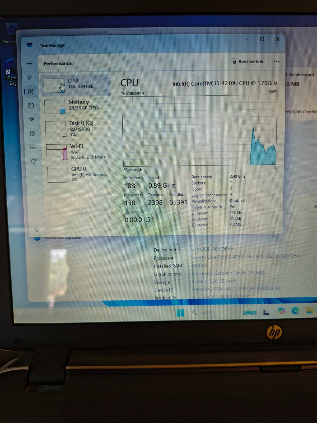 17.3″ HP Pavilion Notebook Core i5-4210U@1.7GHz 8GB 256GB SSD Win11Hm