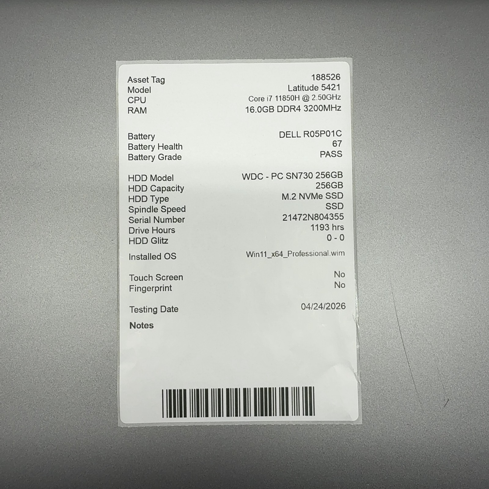 Dell Latitude 5421 Laptop i7-11850H 16GB RAM 256GB SSD Windows 11 Pro